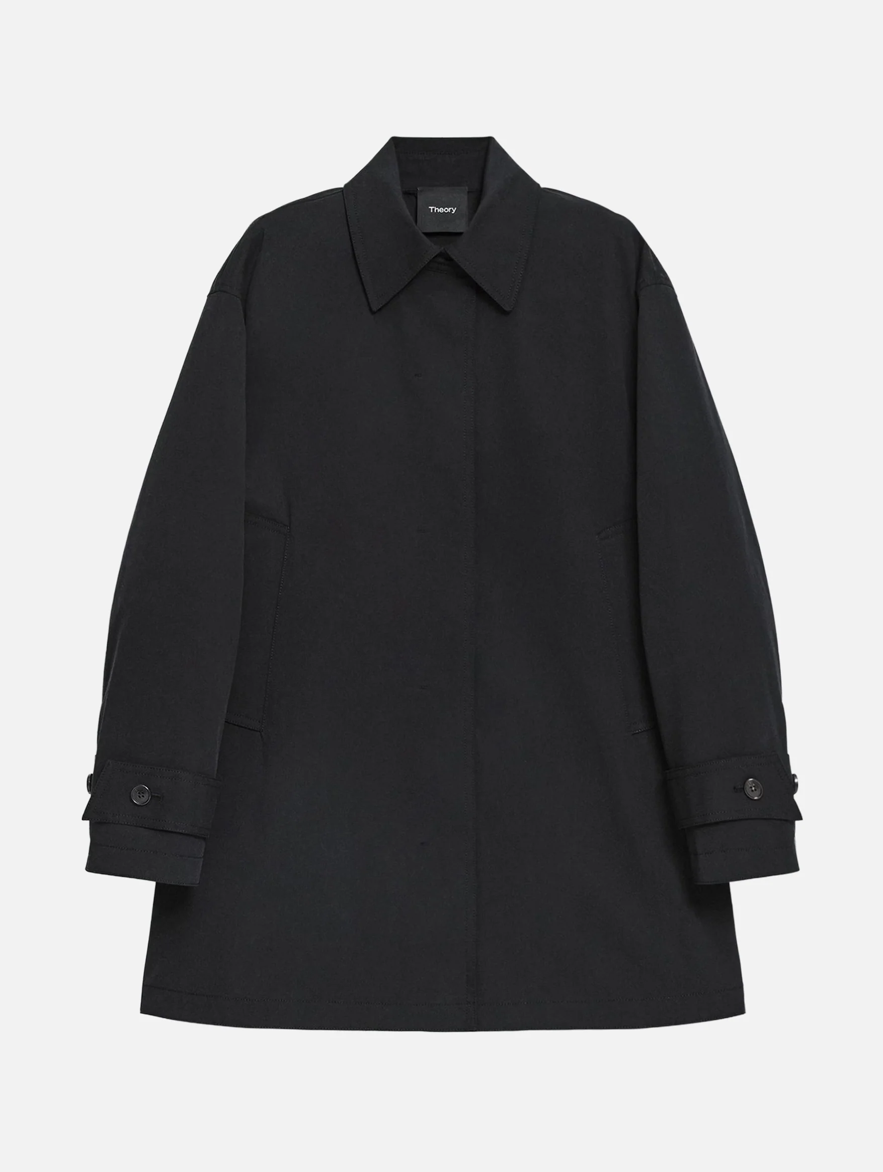 A-Line Cotton Trench Coat in Black