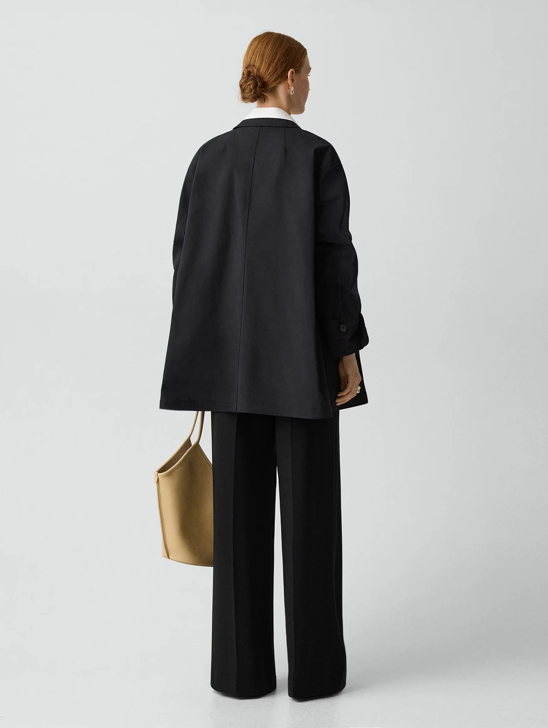 A-Line Cotton Trench Coat in Black - Image 4