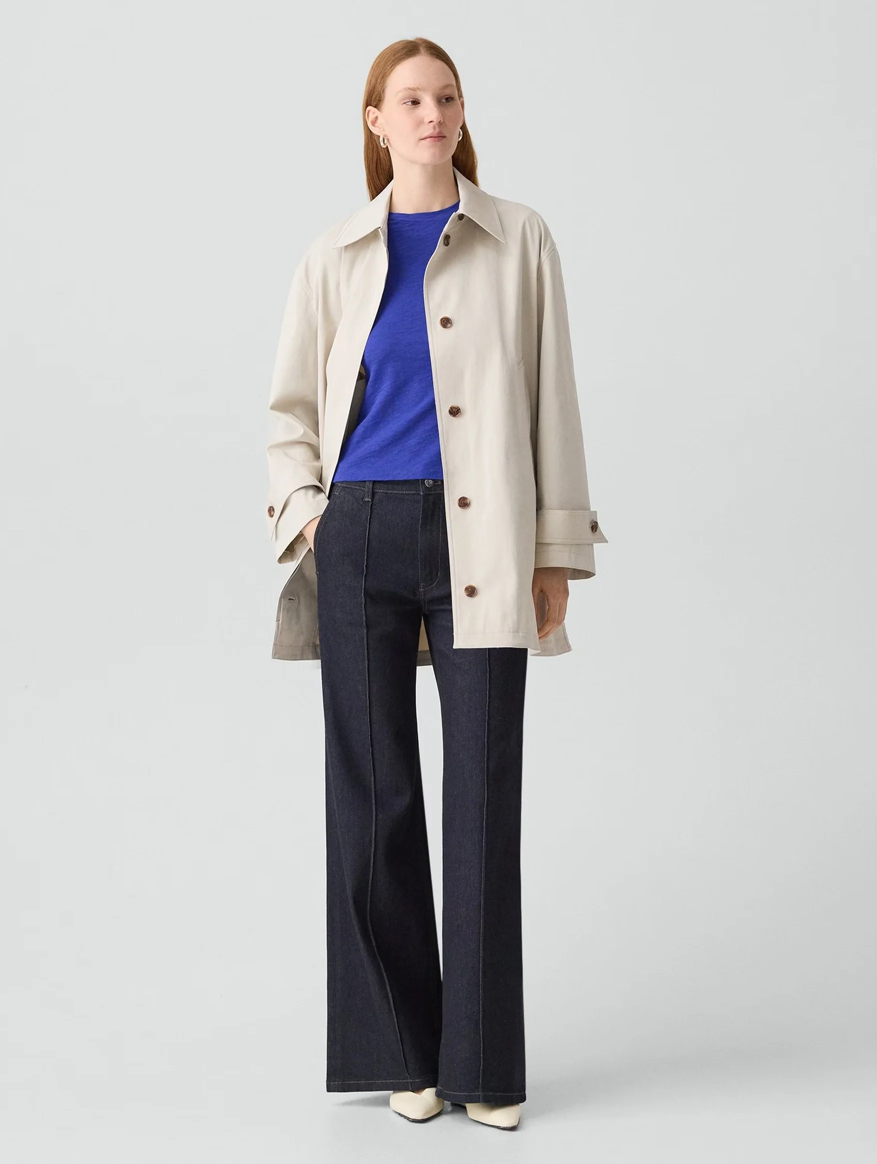 A-Line Cotton Trench Coat in Sand - Image 2