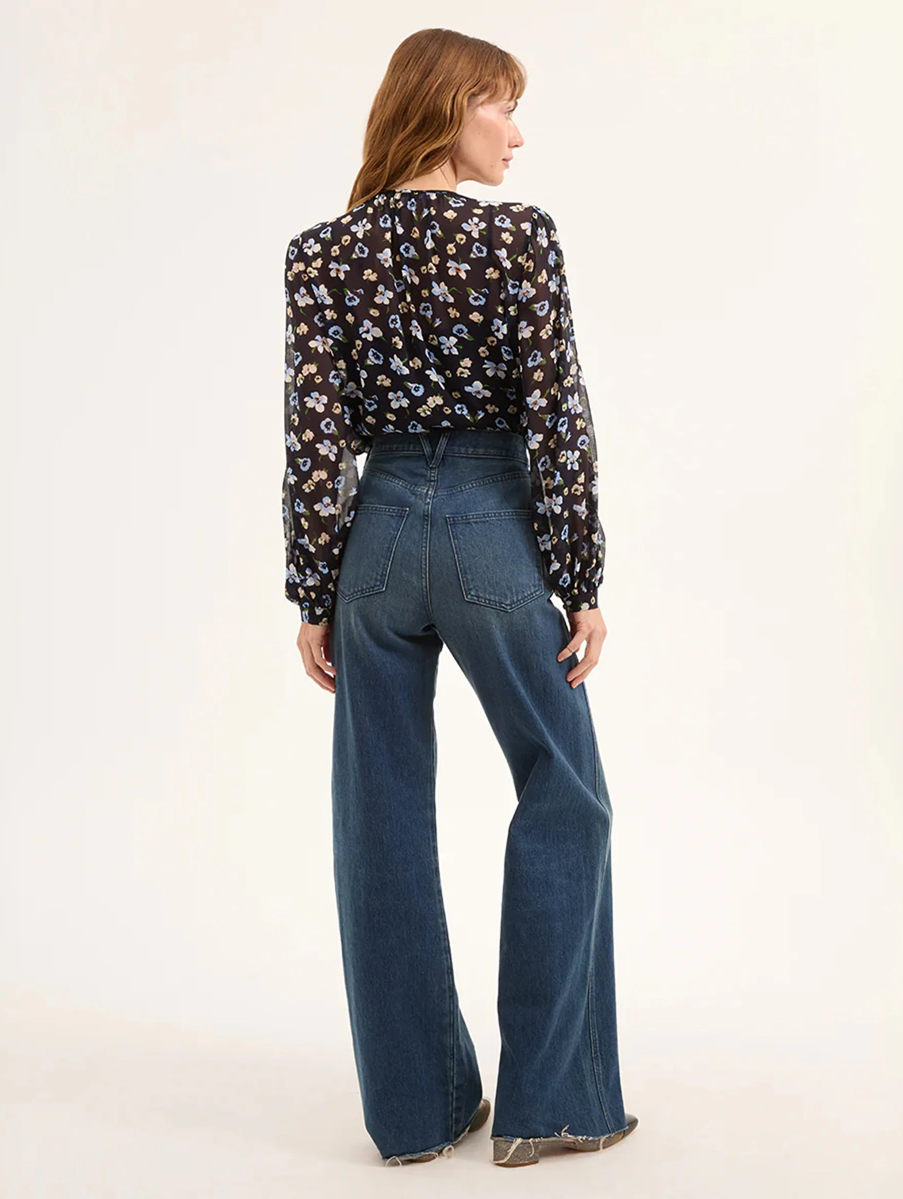 Alec Floral Blouse in Navy - Image 6