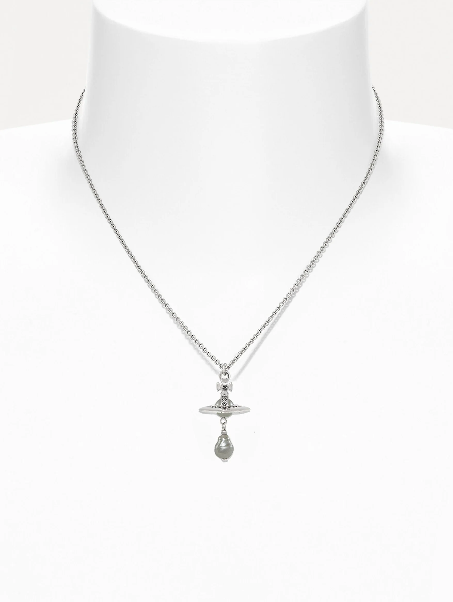 Aleksa Pendant in Platinum, Creamrose Pearl & Crystal - Image 2