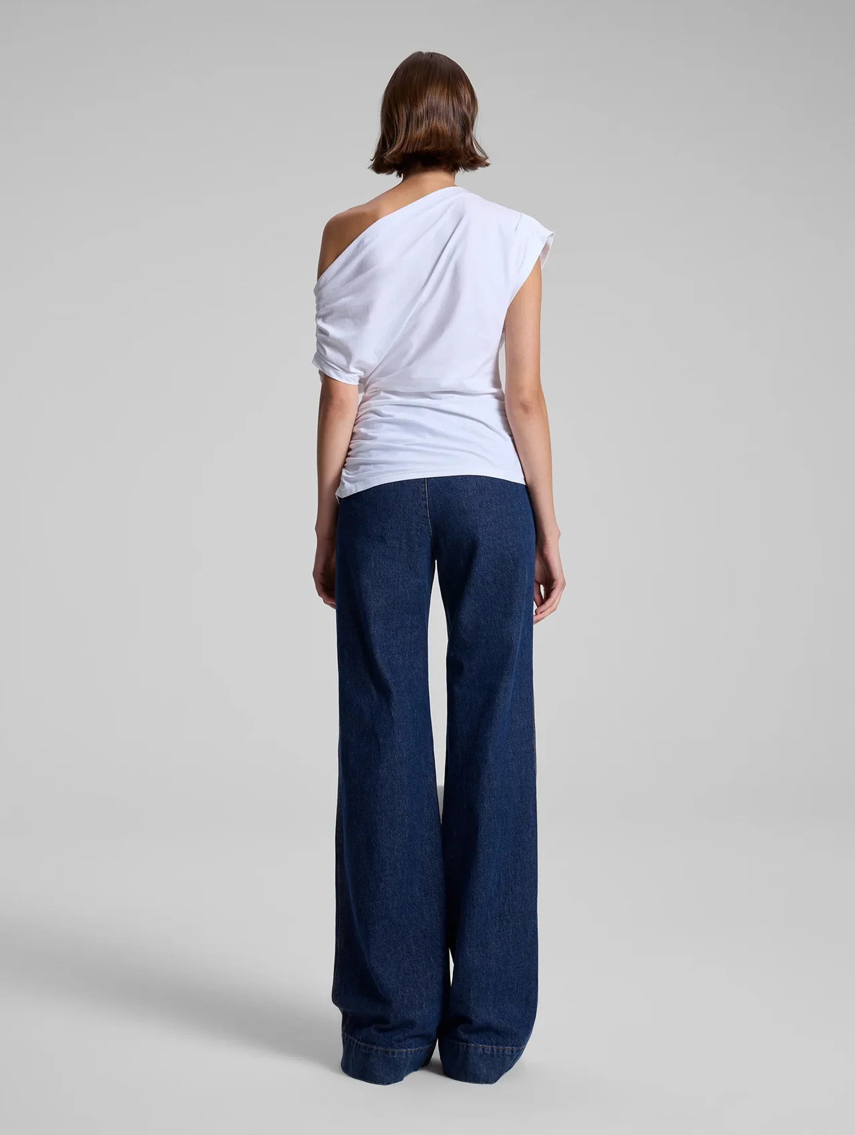 Alice Cotton One Shoulder Tee in White - Image 5