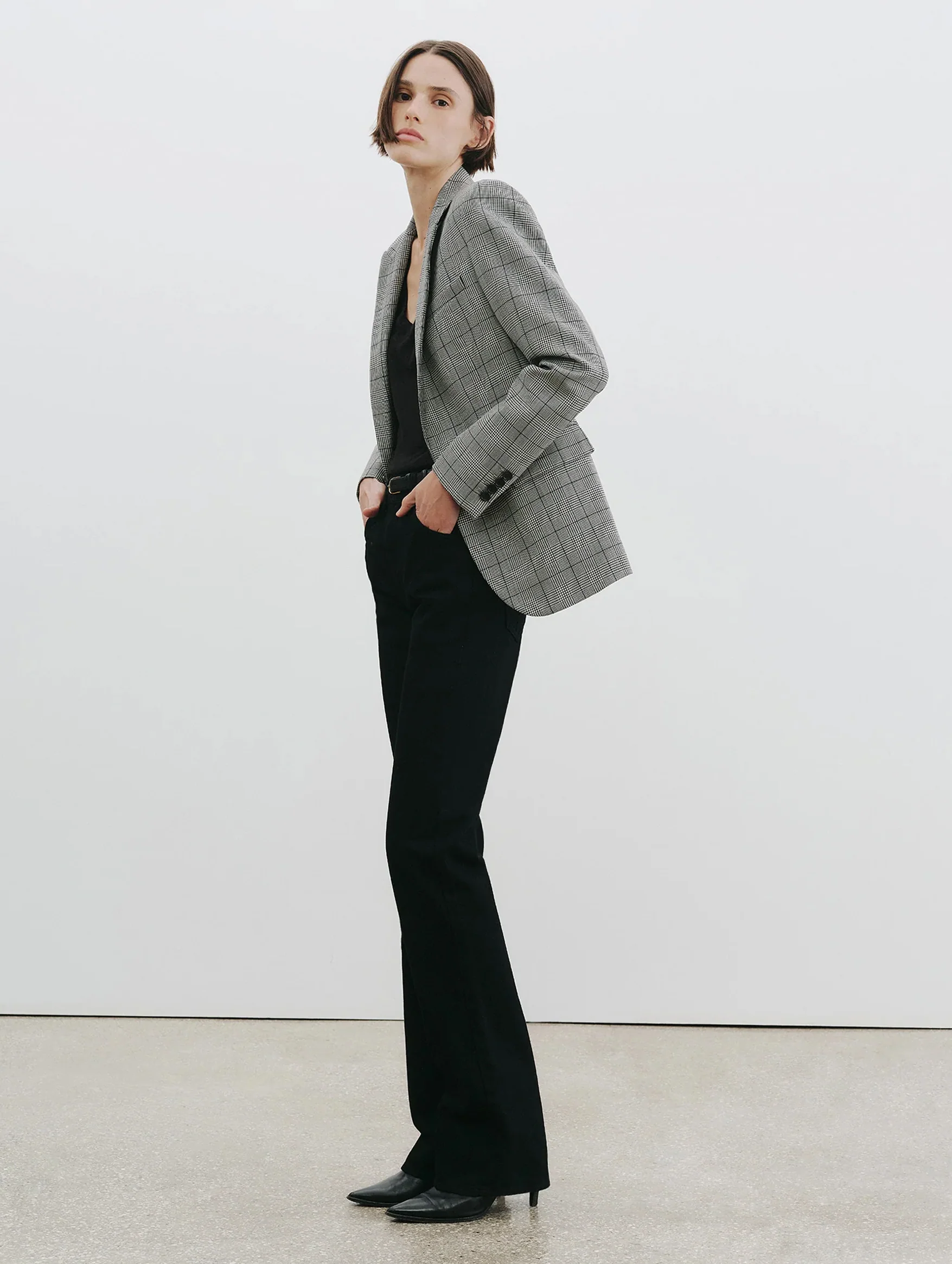 Anabel Wool Tailored Blazer in Black Plaid - Image 2