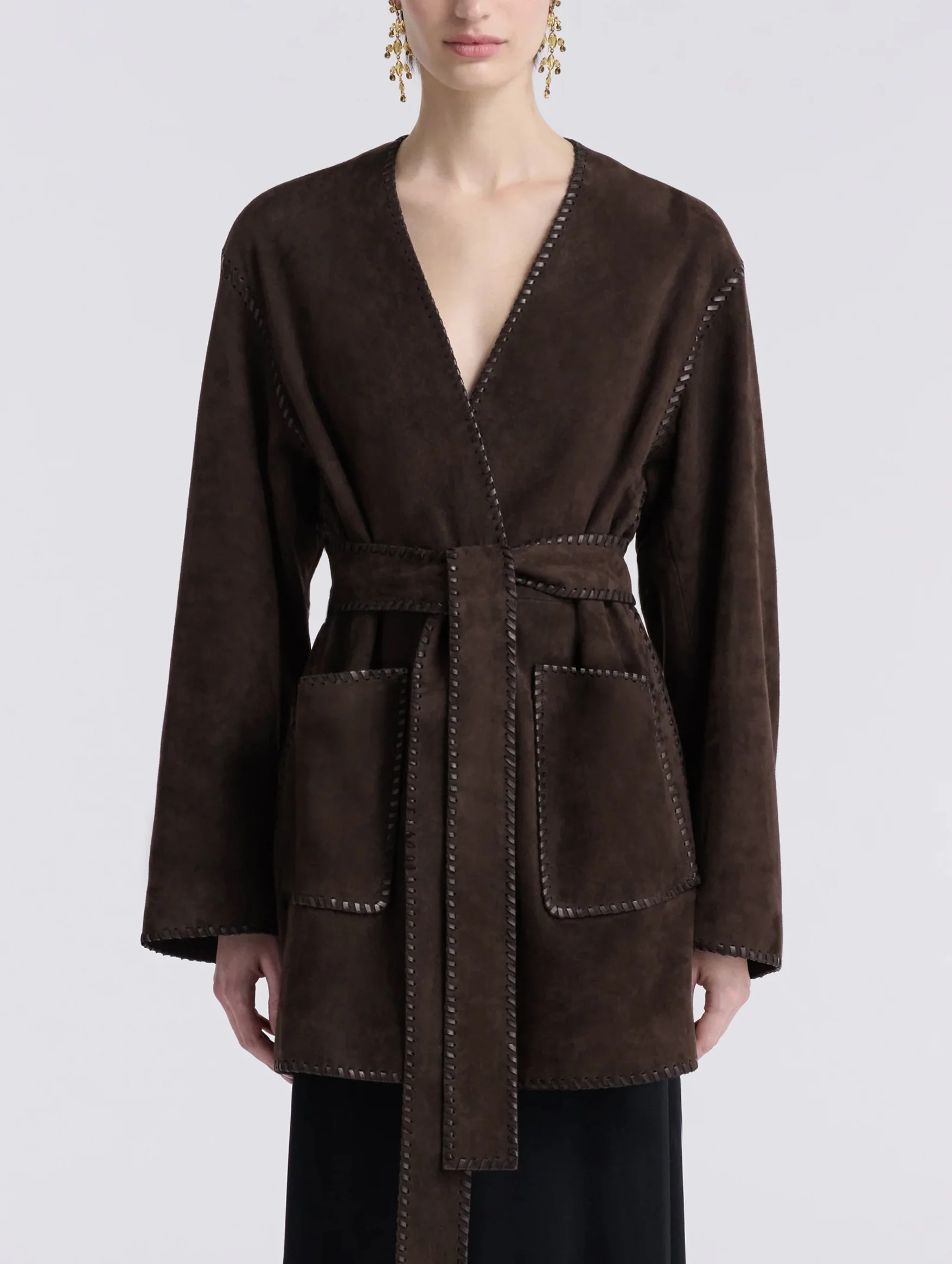 Anika Suede Wrap Jacket in Mocha - Image 2