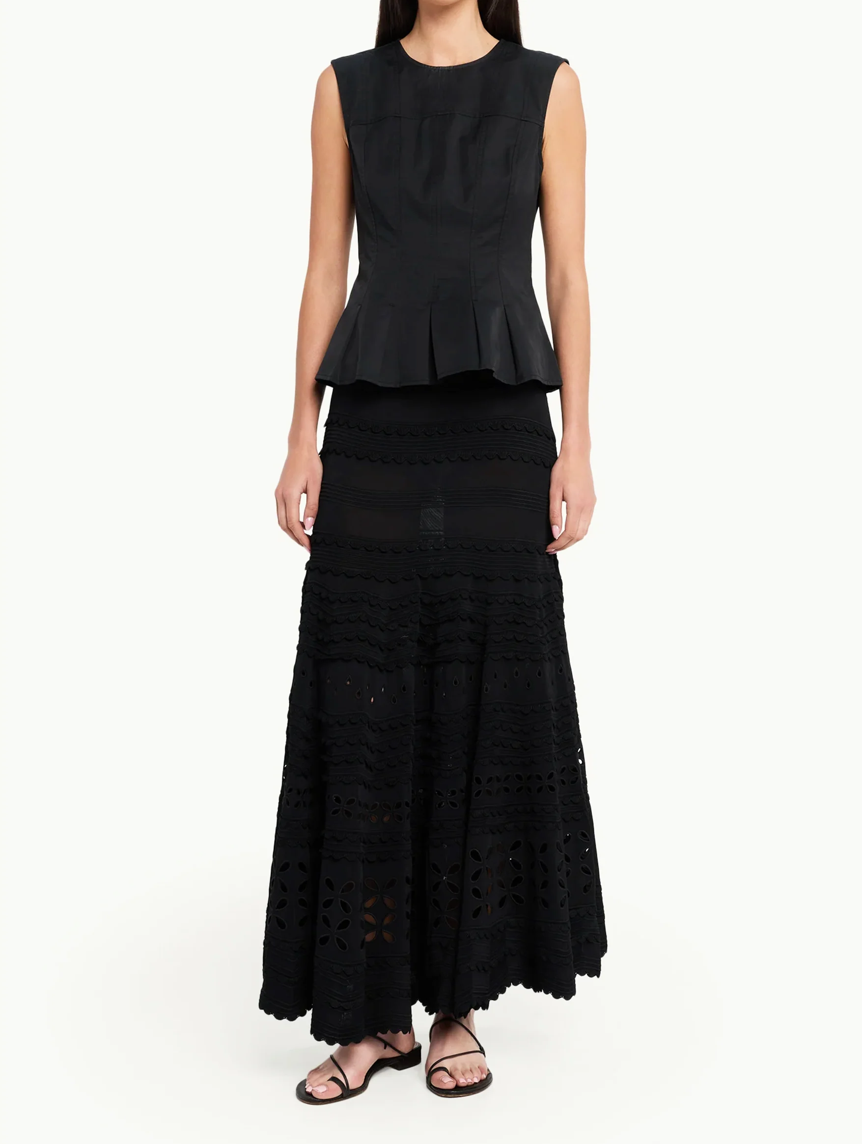 Annisa Eyelet Knit Skirt in Noir - Image 2