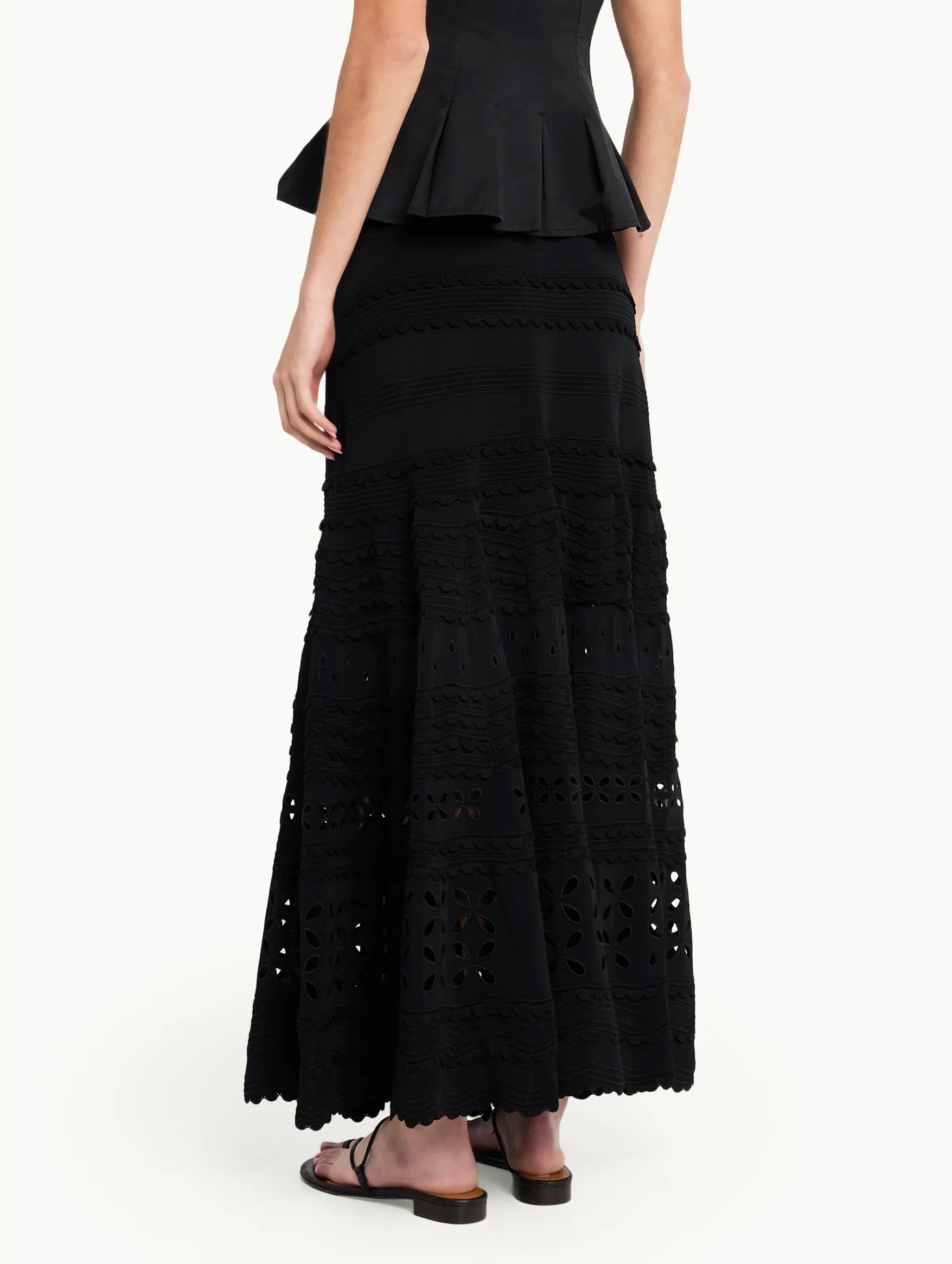 Annisa Eyelet Knit Skirt in Noir - Image 3