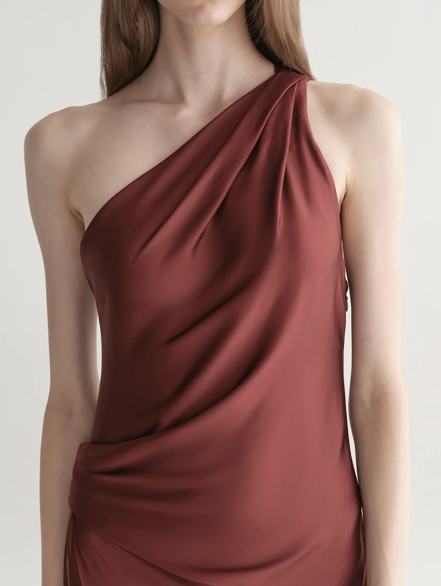 Aster One Shoulder Gown in Black Cherry - Image 3