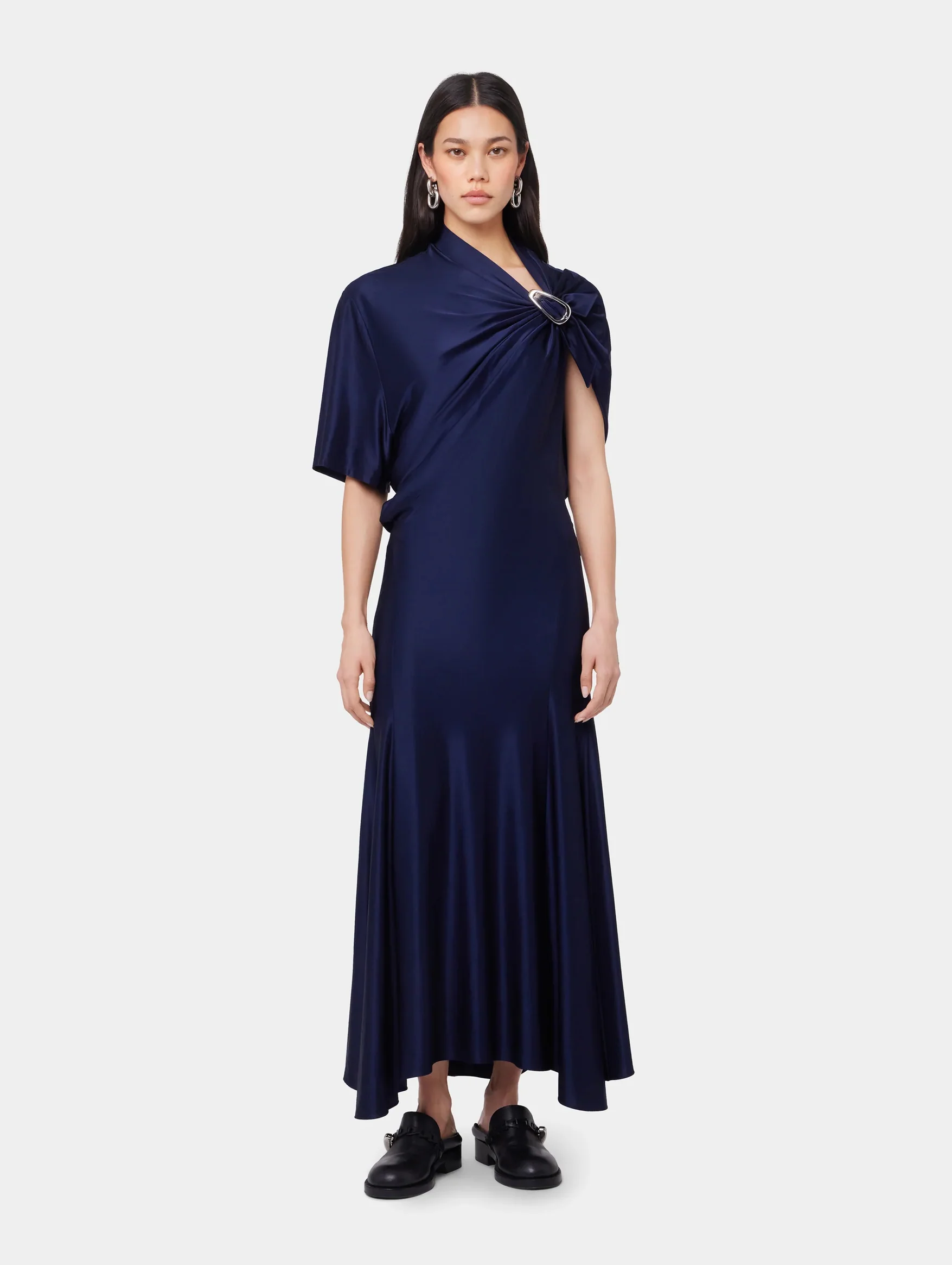 Asymmetrical Long Dress In Deep Navy - Image 2