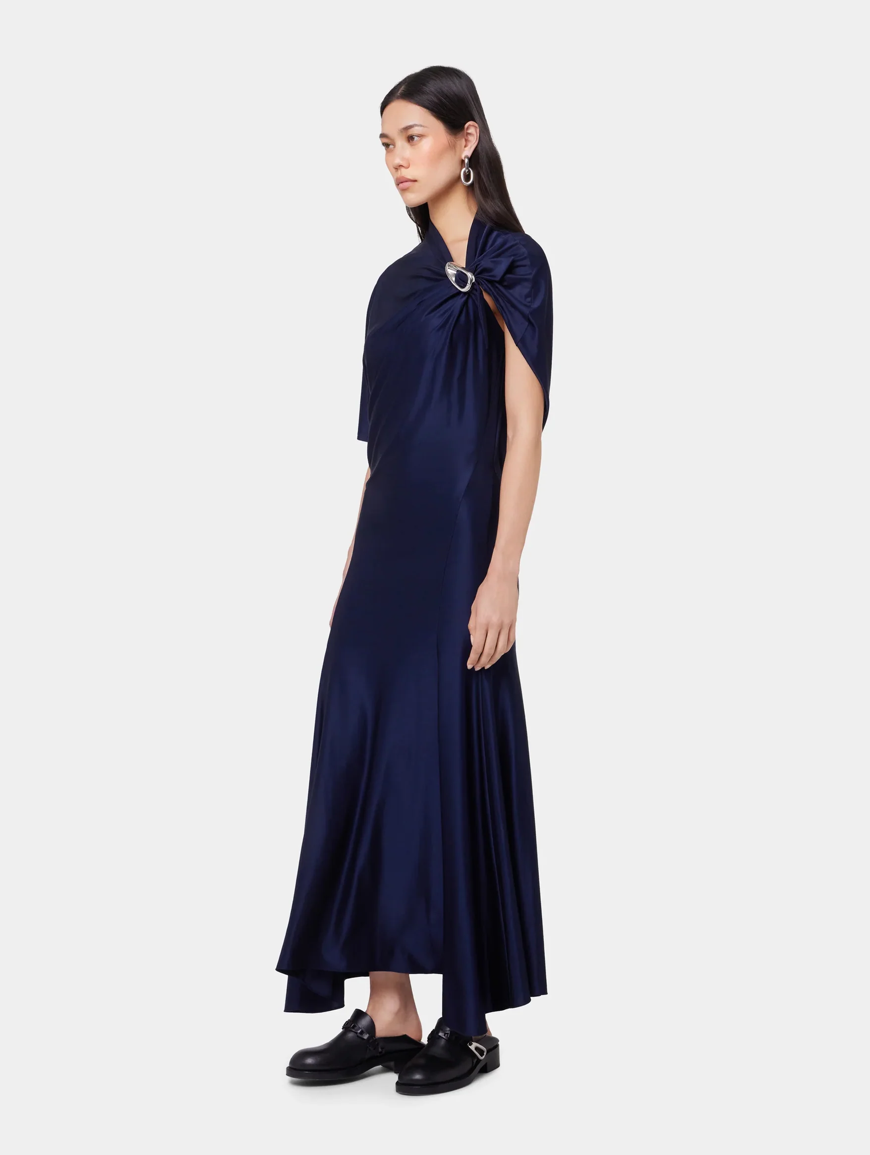 Asymmetrical Long Dress In Deep Navy - Image 4