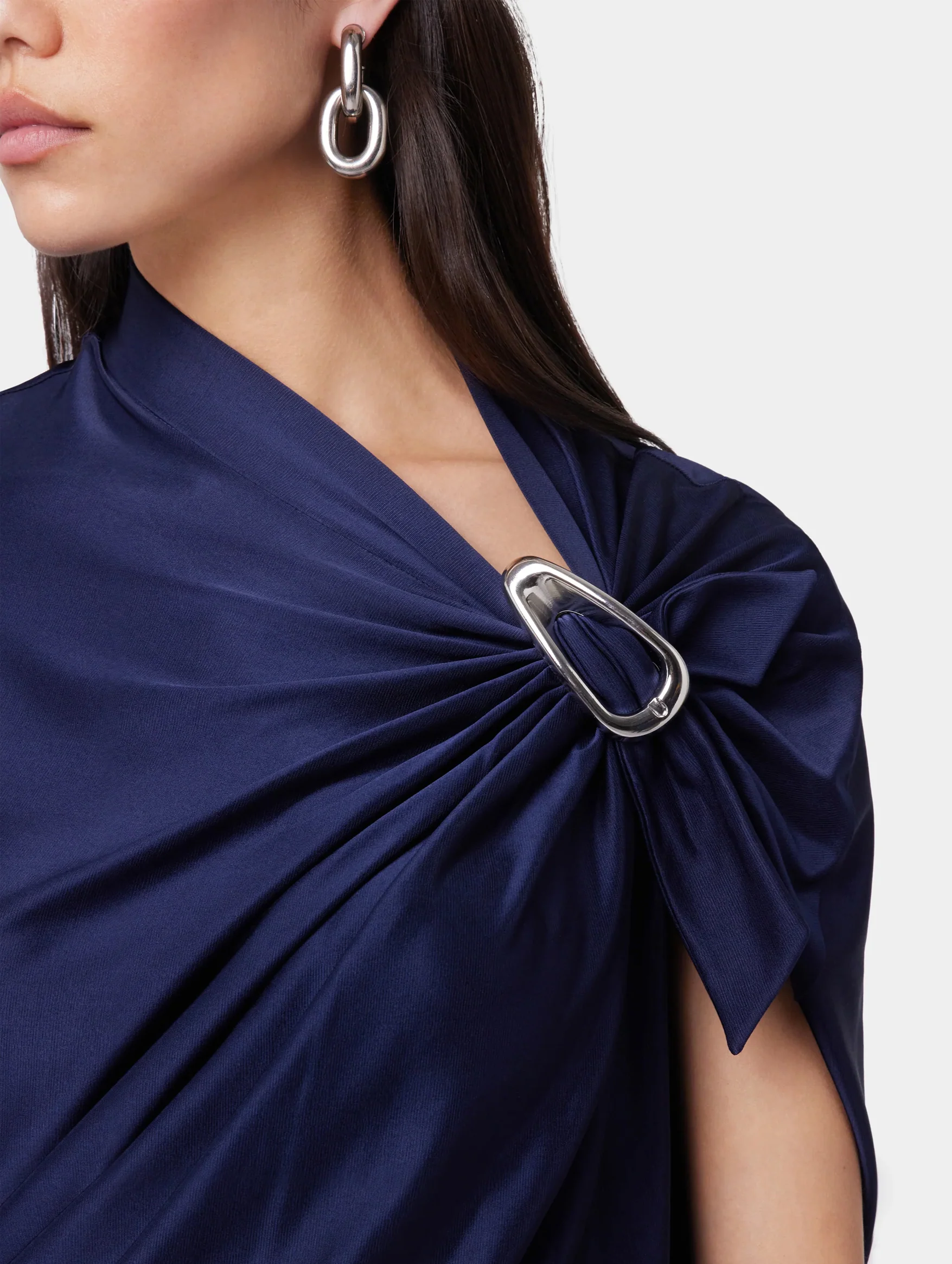 Asymmetrical Long Dress In Deep Navy - Image 5