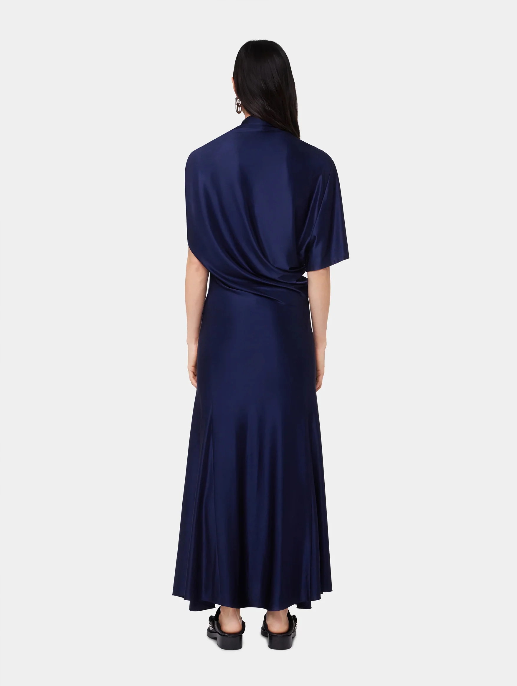Asymmetrical Long Dress In Deep Navy - Image 6