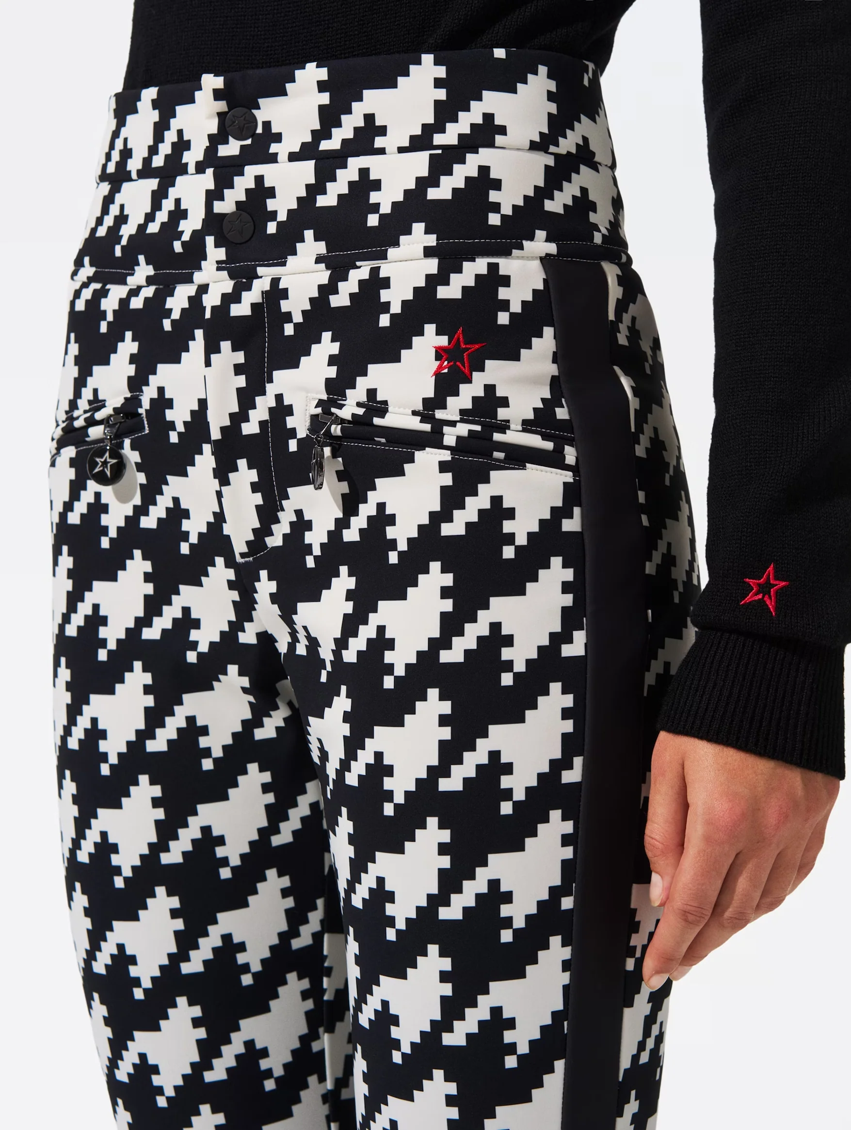 Aurora High-Waist Flare Ski Pants in Houndstooth - Image 4