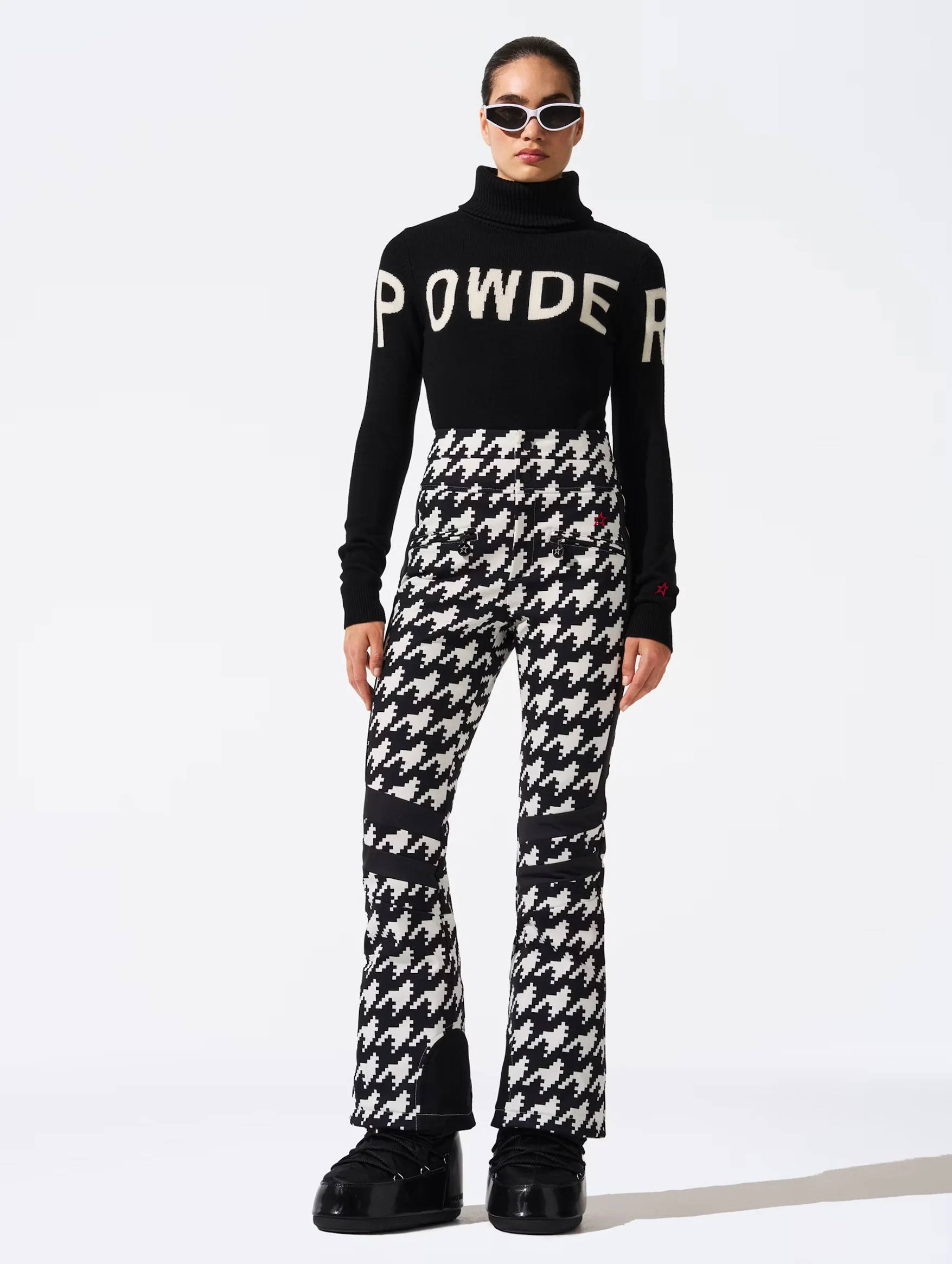 Aurora High-Waist Flare Ski Pants in Houndstooth - Image 6