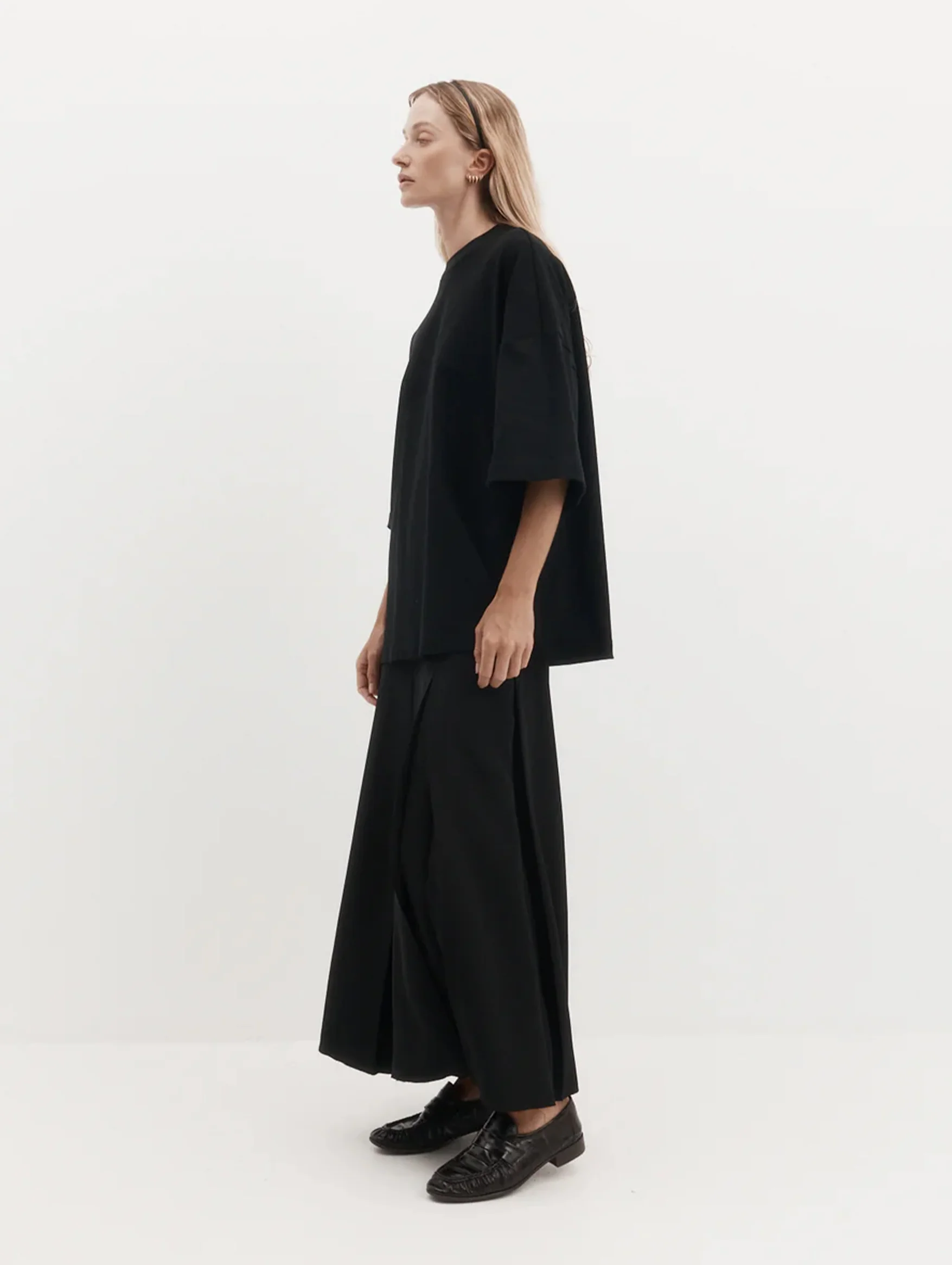 Ava Skirt in Black Drape Suiting - Image 4