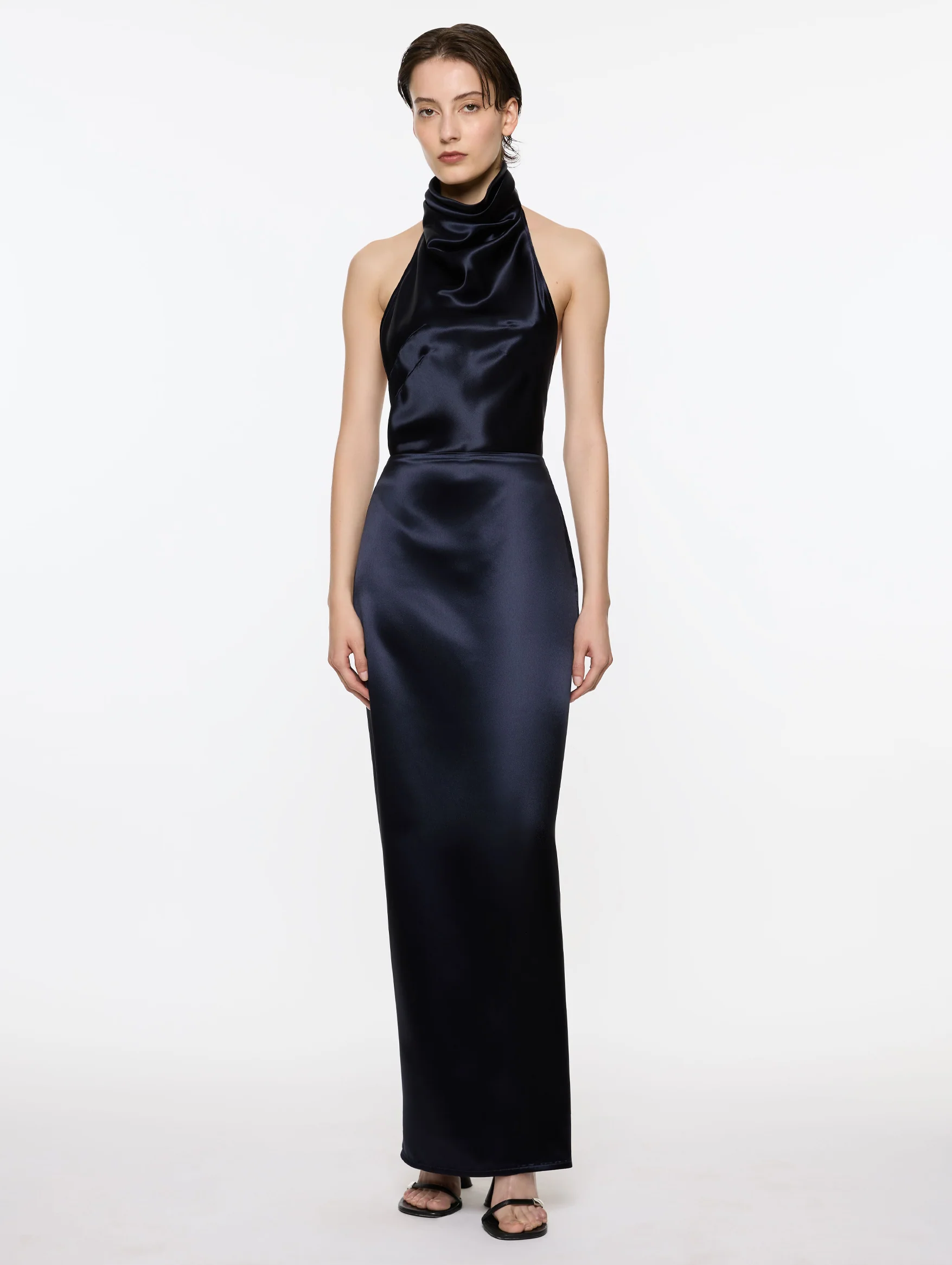 Back Wrap Dress in Navy - Image 2