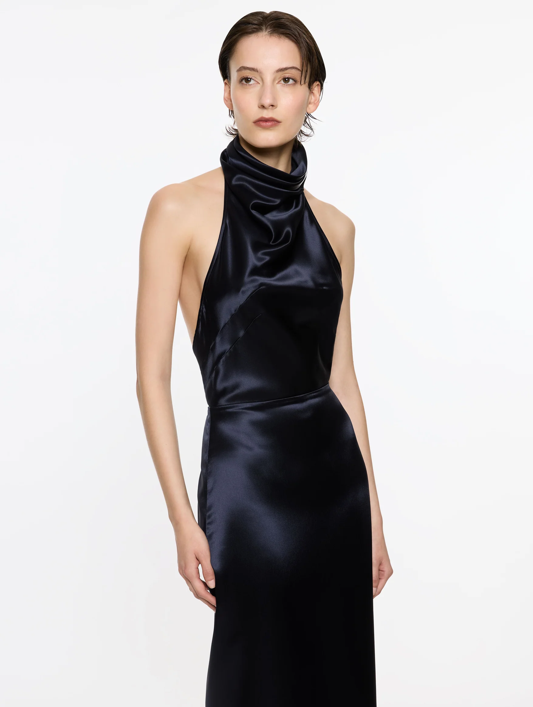 Back Wrap Dress in Navy - Image 3