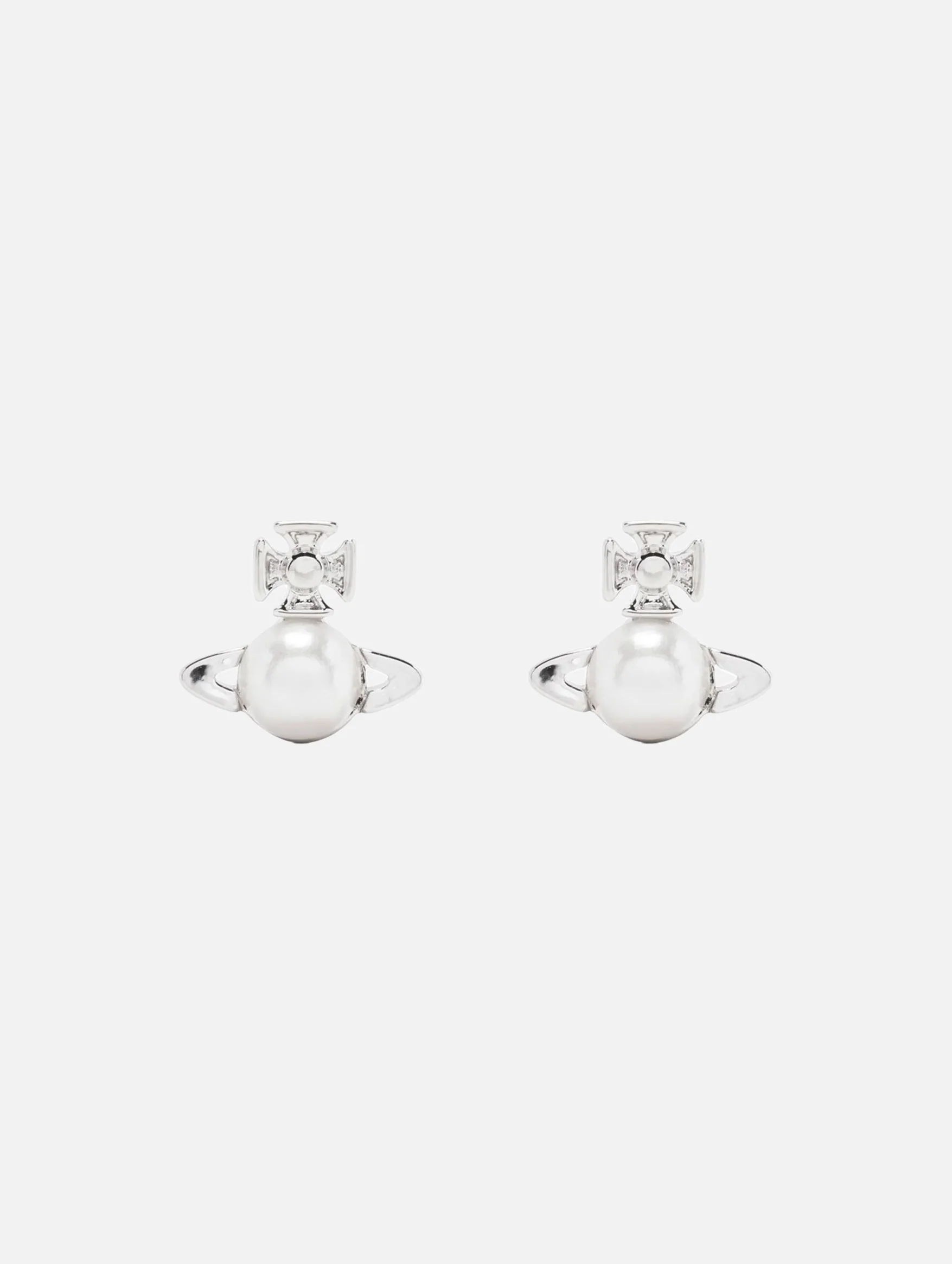 Balbina Earrings in Platinum & Cream Pearl