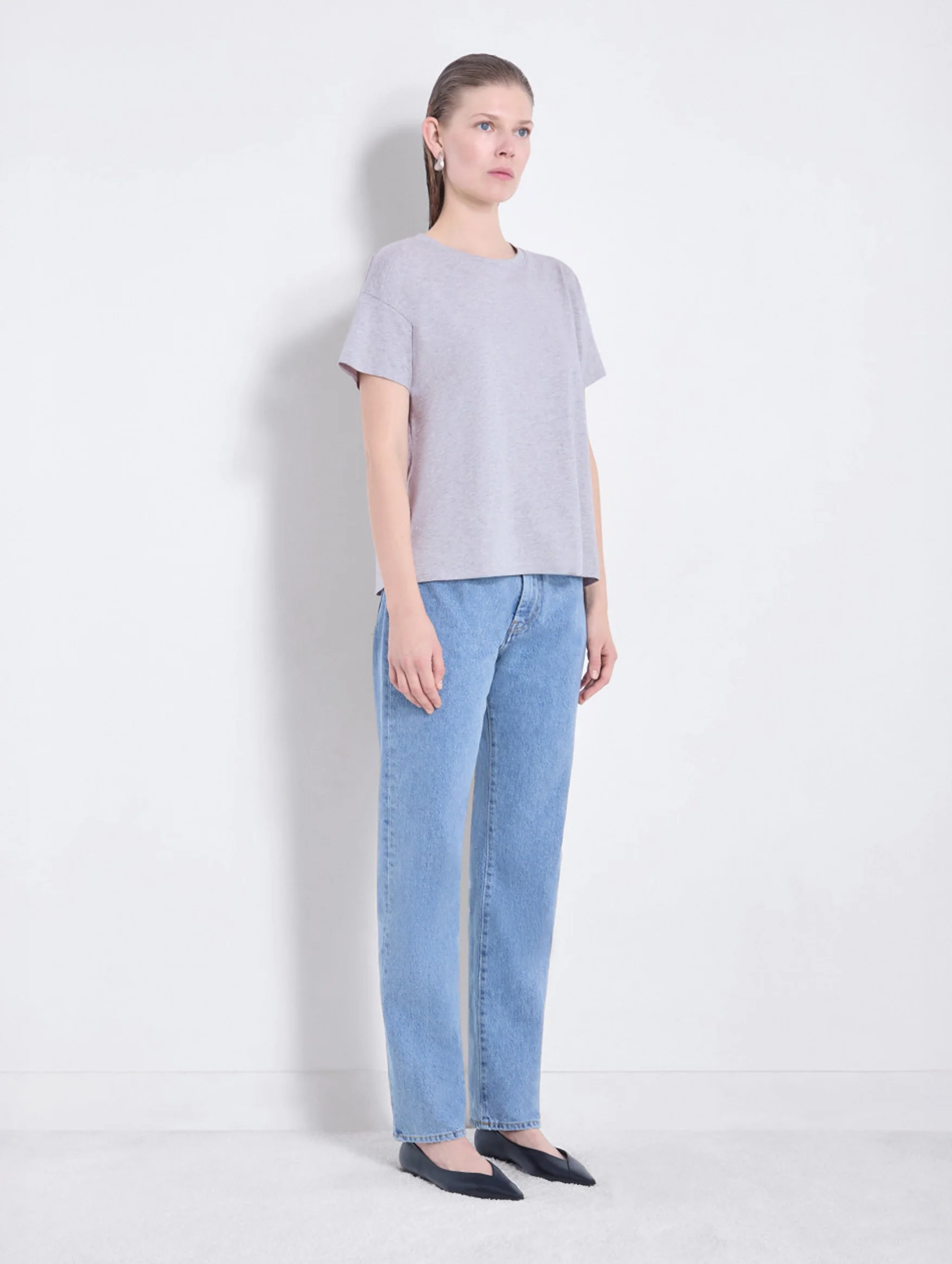 Basiluzzo Short Sleeve Tee in Grey Melange - Image 3