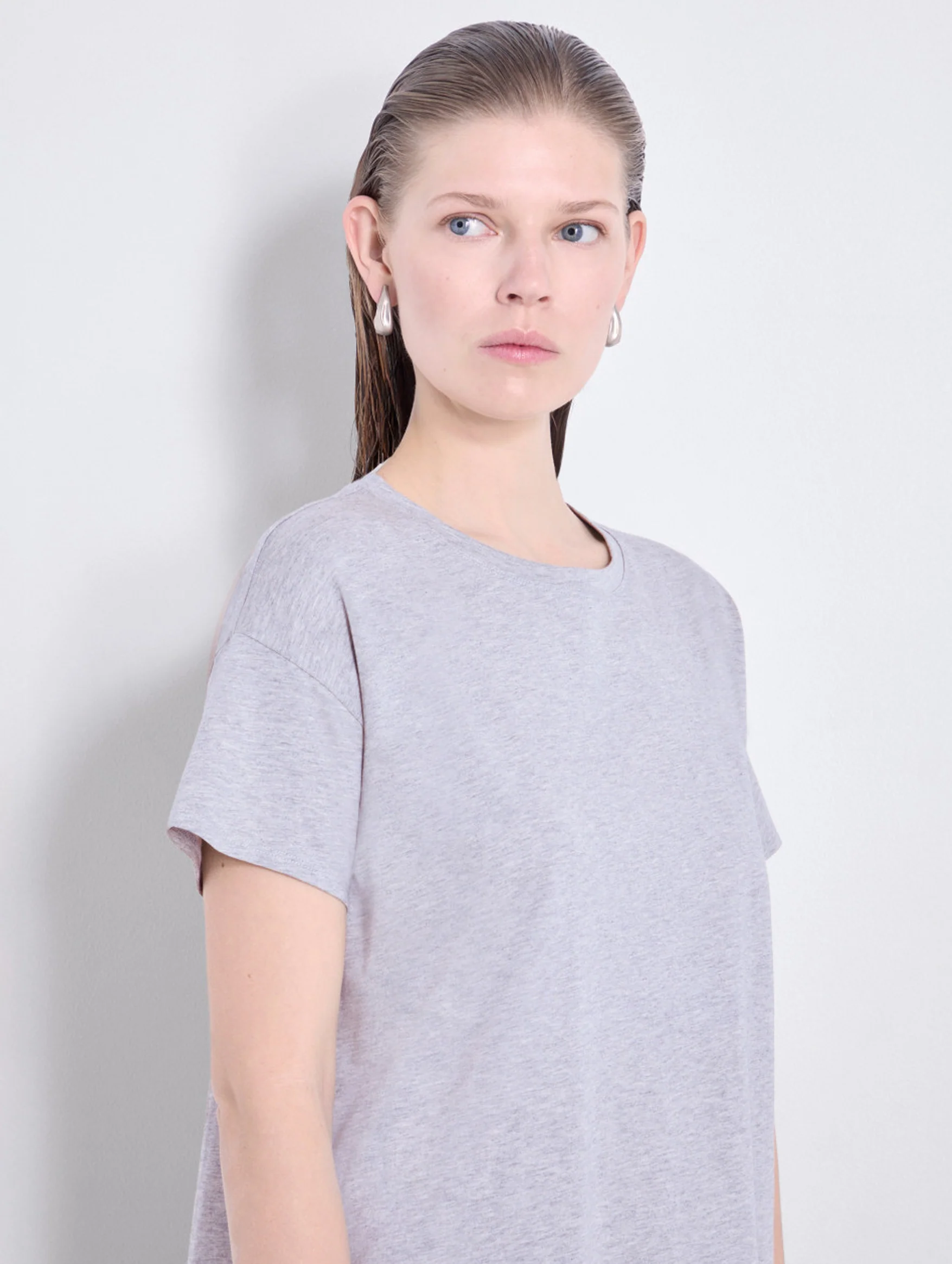 Basiluzzo Short Sleeve Tee in Grey Melange - Image 4