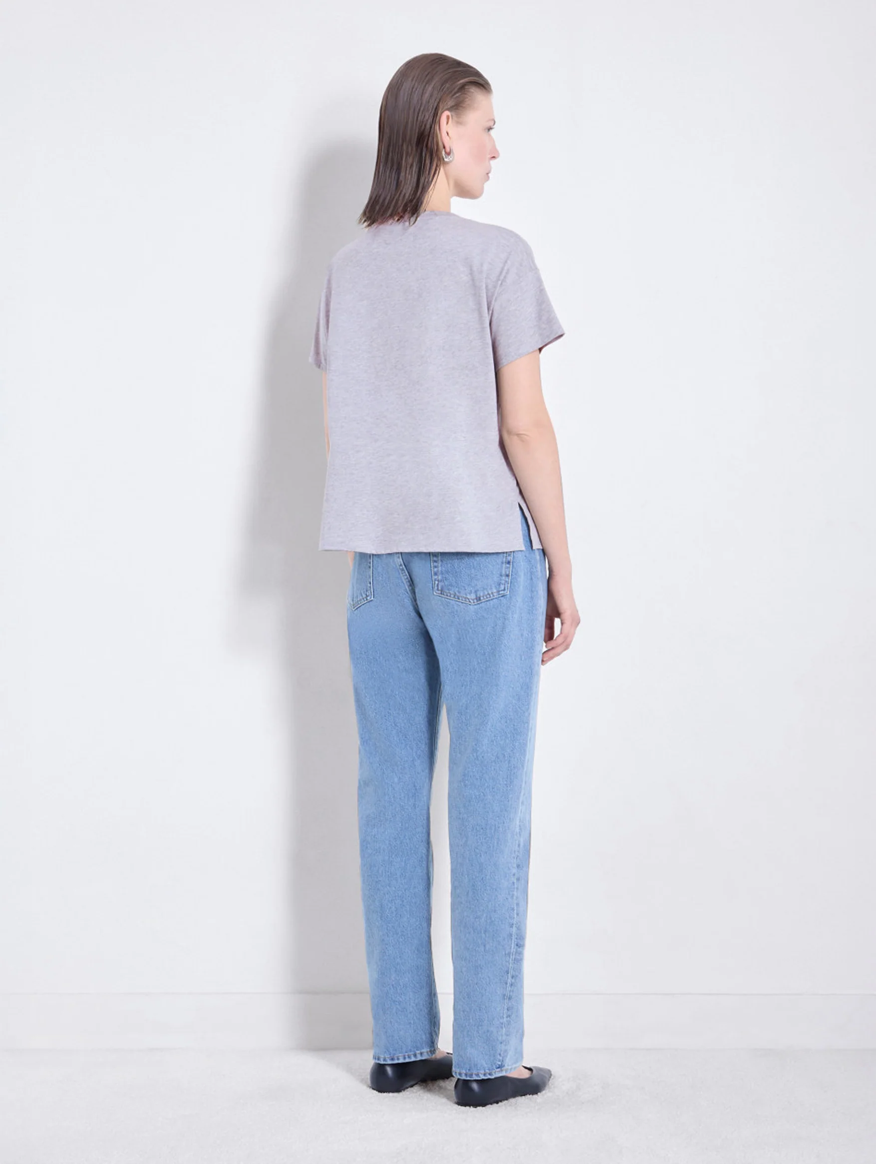 Basiluzzo Short Sleeve Tee in Grey Melange - Image 5