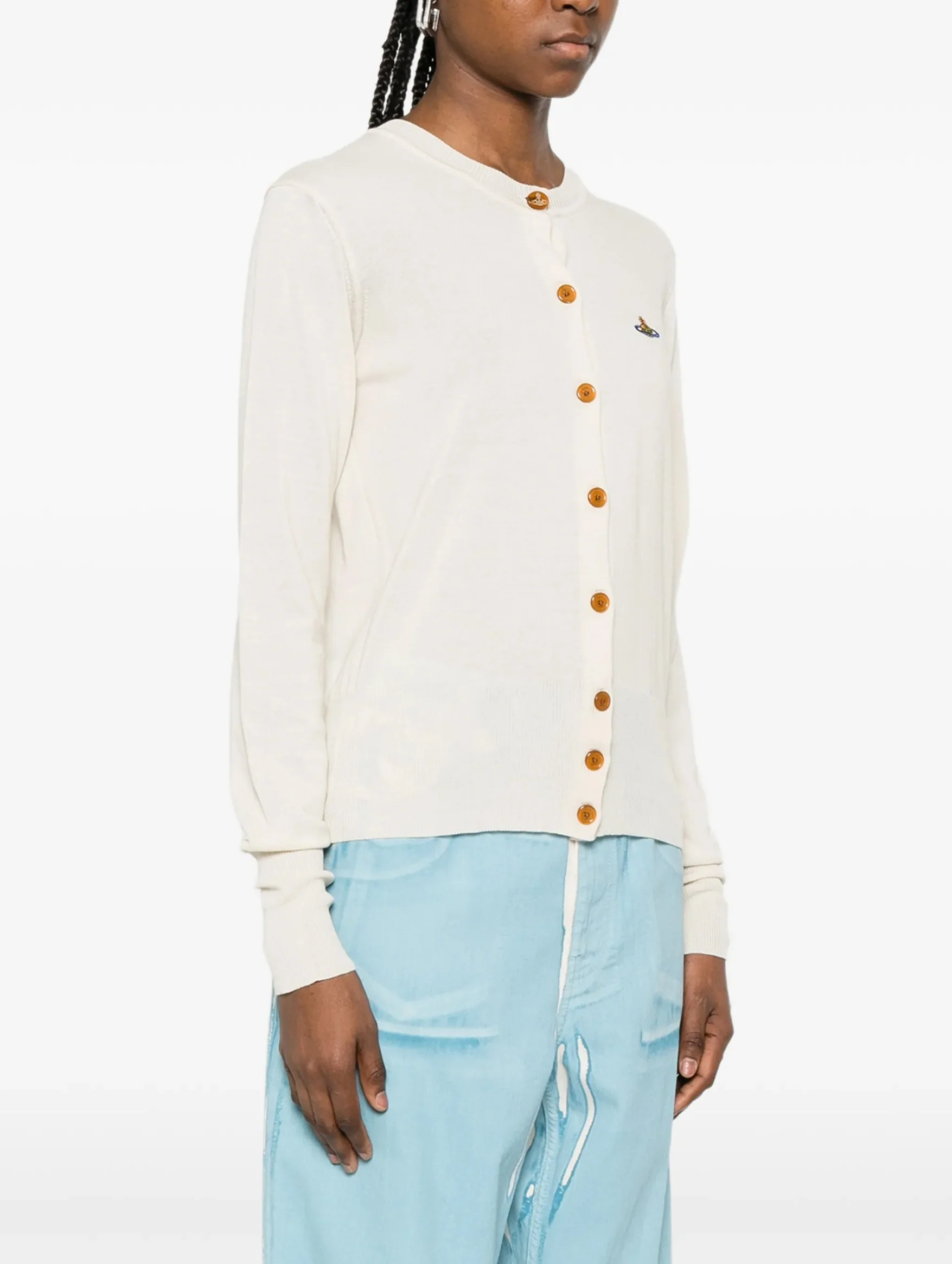 Bea Cotton Cardigan in Cream - Image 3