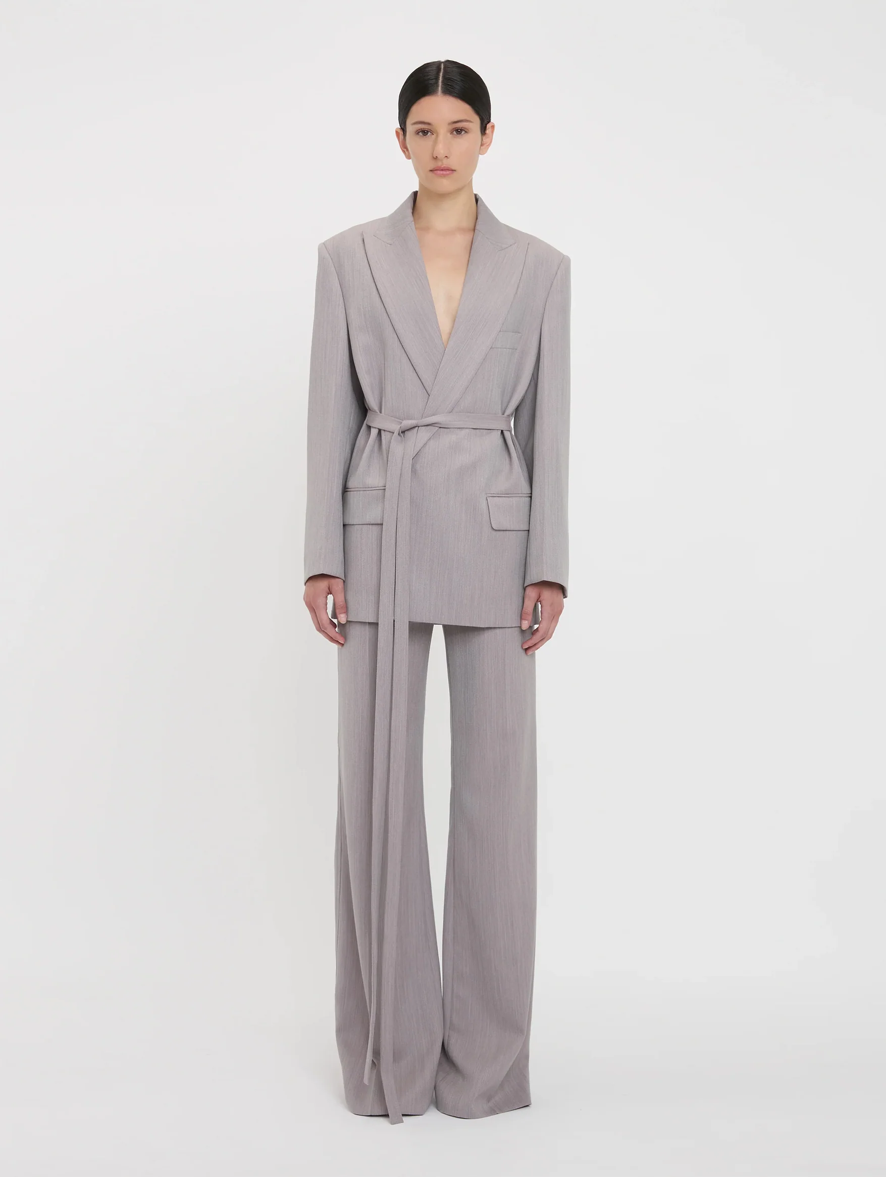 Belted Wool Jacket in Quartz - Image 2