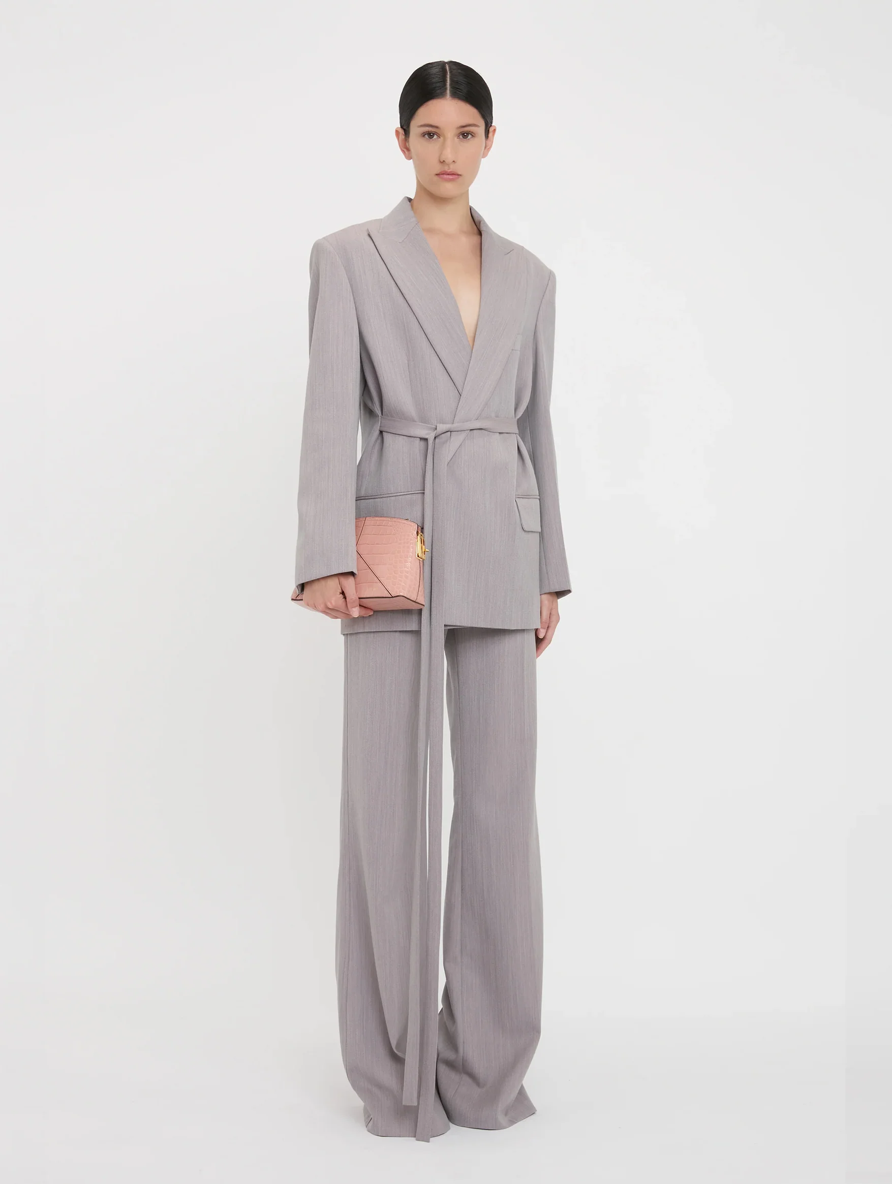 Belted Wool Jacket in Quartz - Image 3
