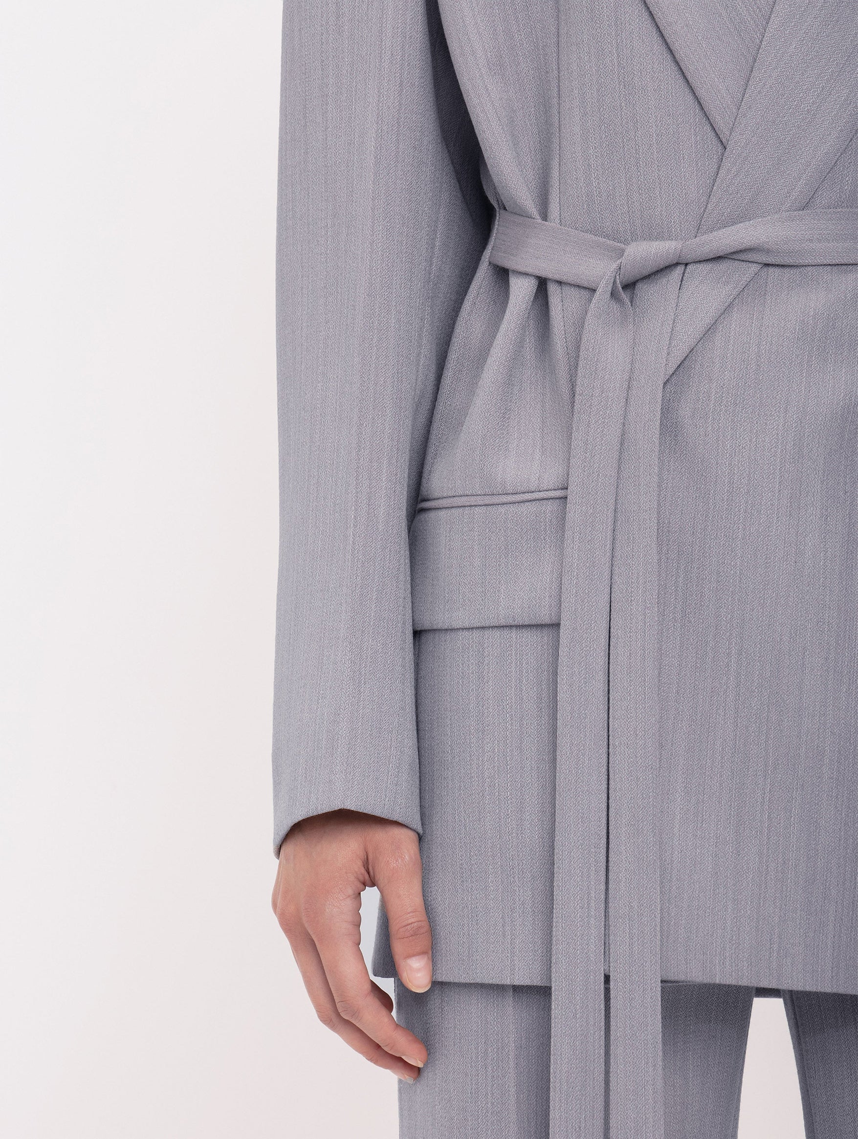Belted Wool Jacket in Quartz - Image 5