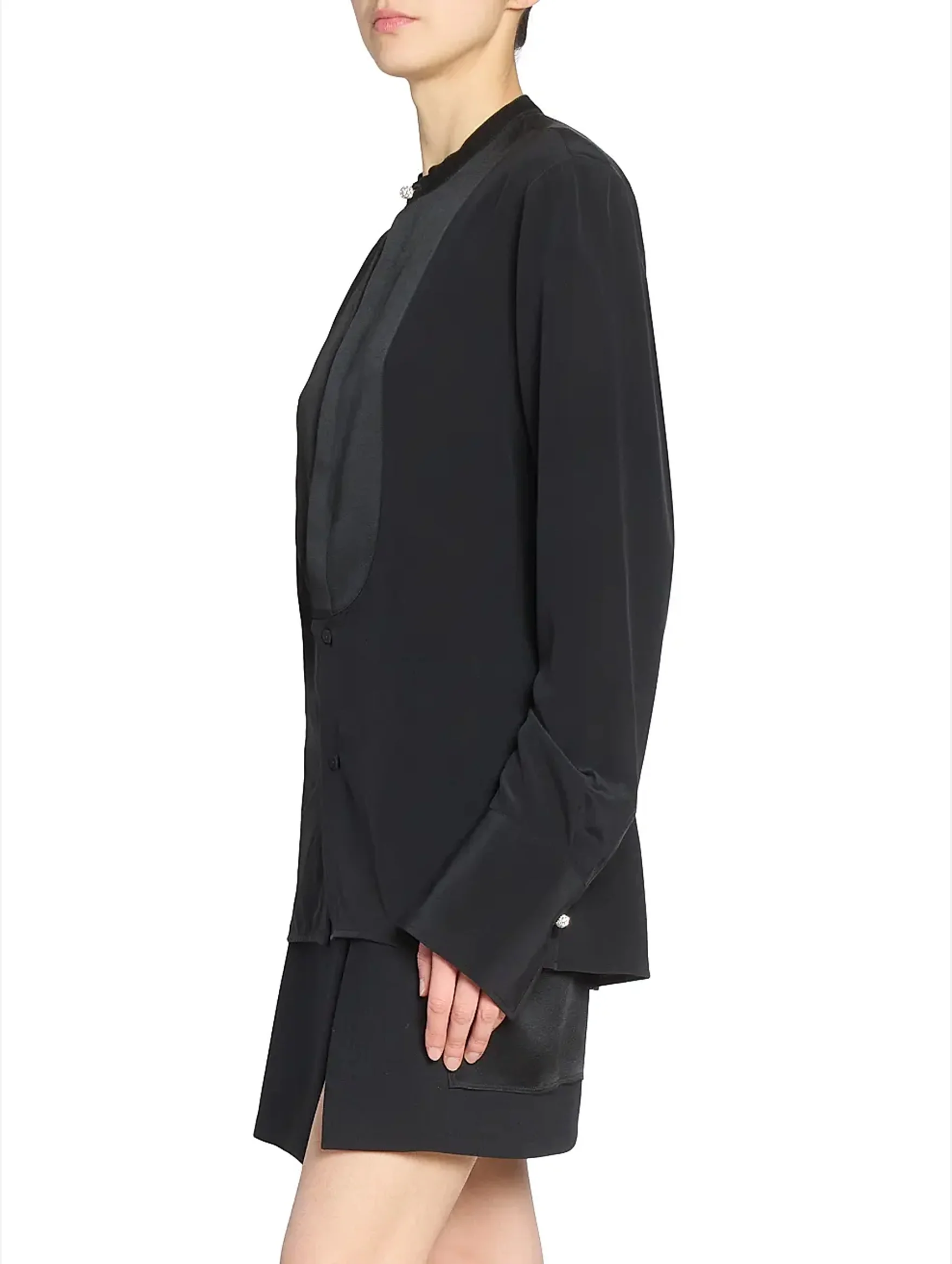 Bib Detail Blouse in Black - Image 5