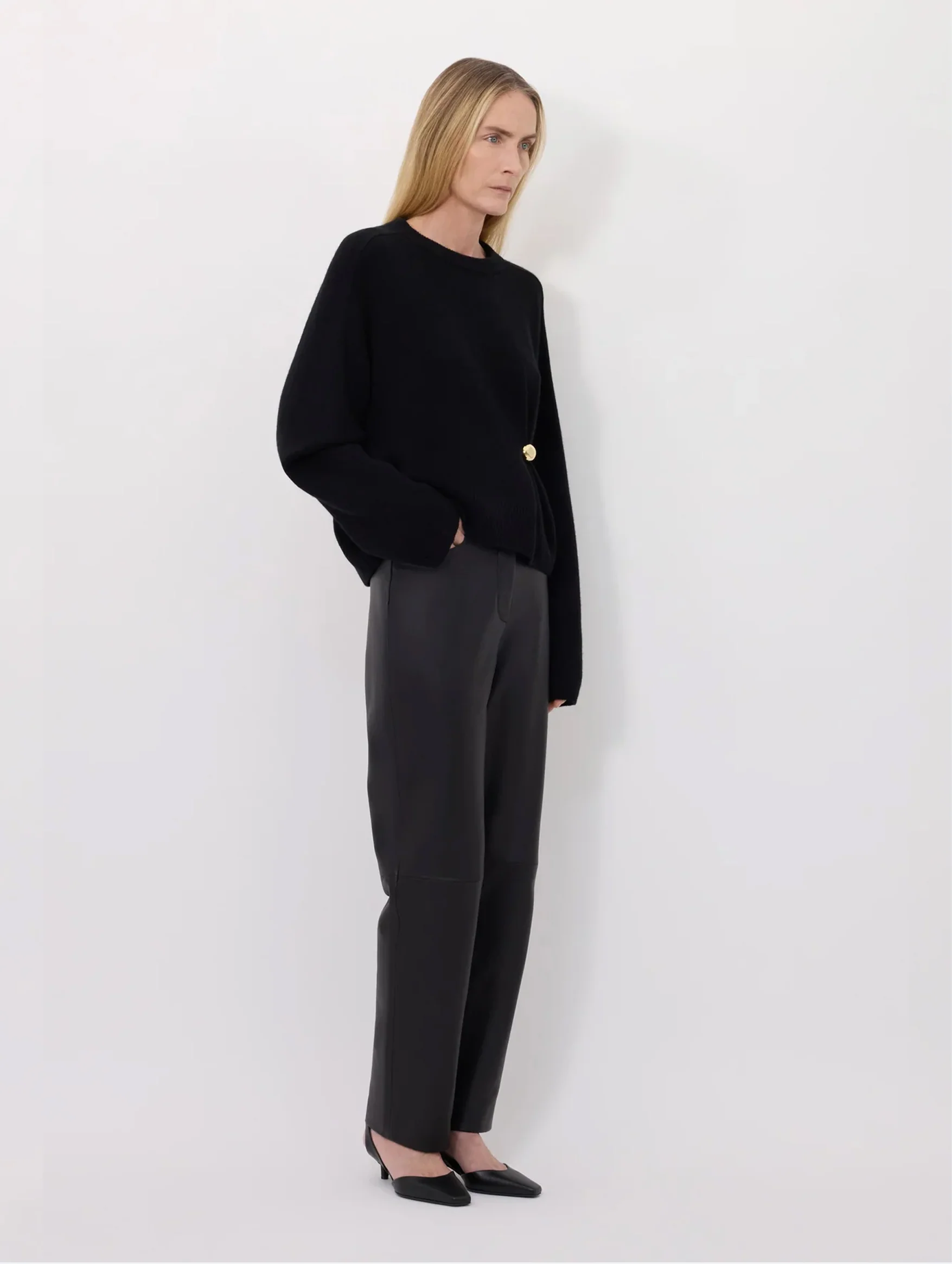 Bill Cashmere Draped Sweater in Black - Image 3