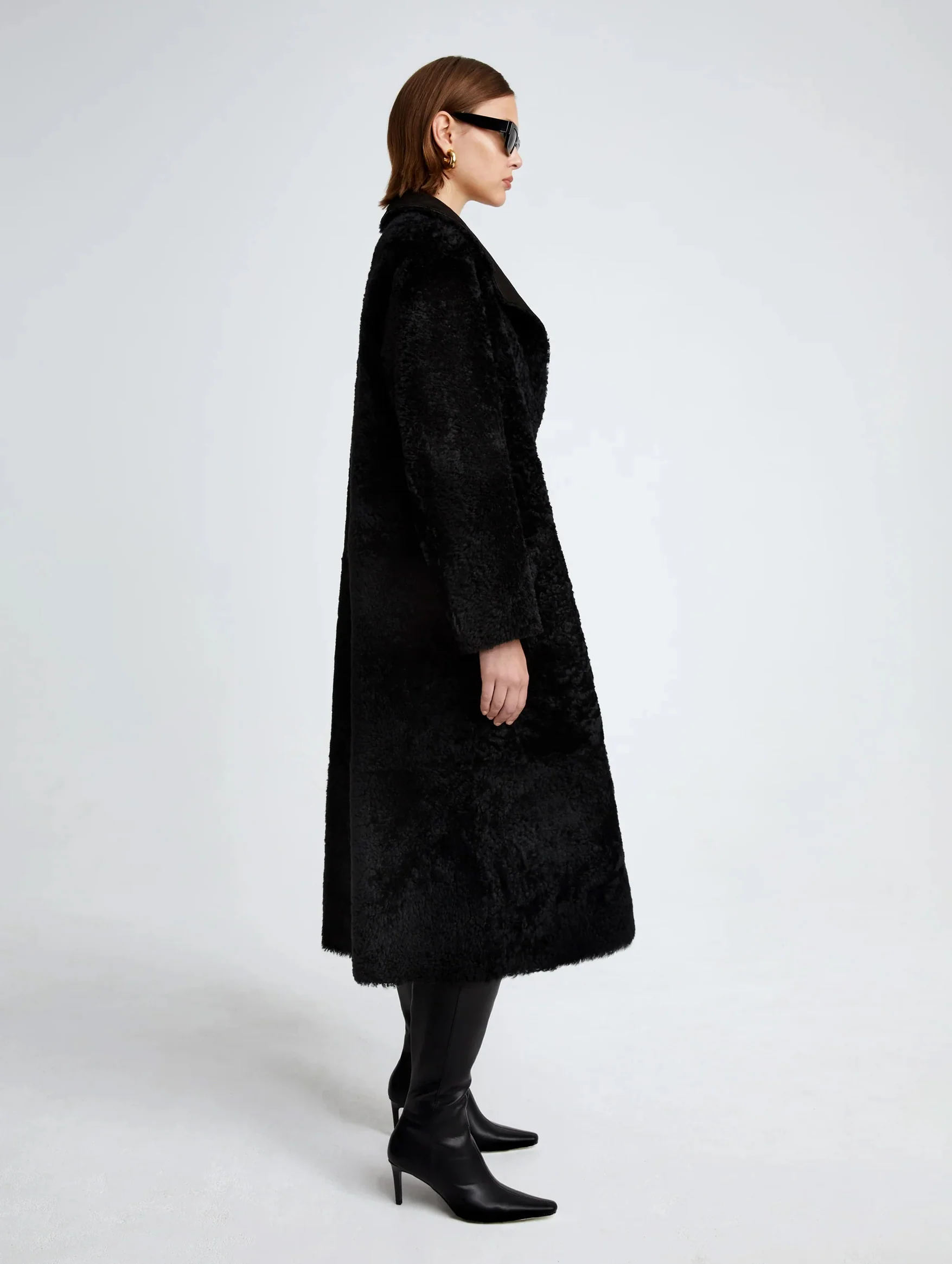 Birthday Shearling Coat in Black - Image 3