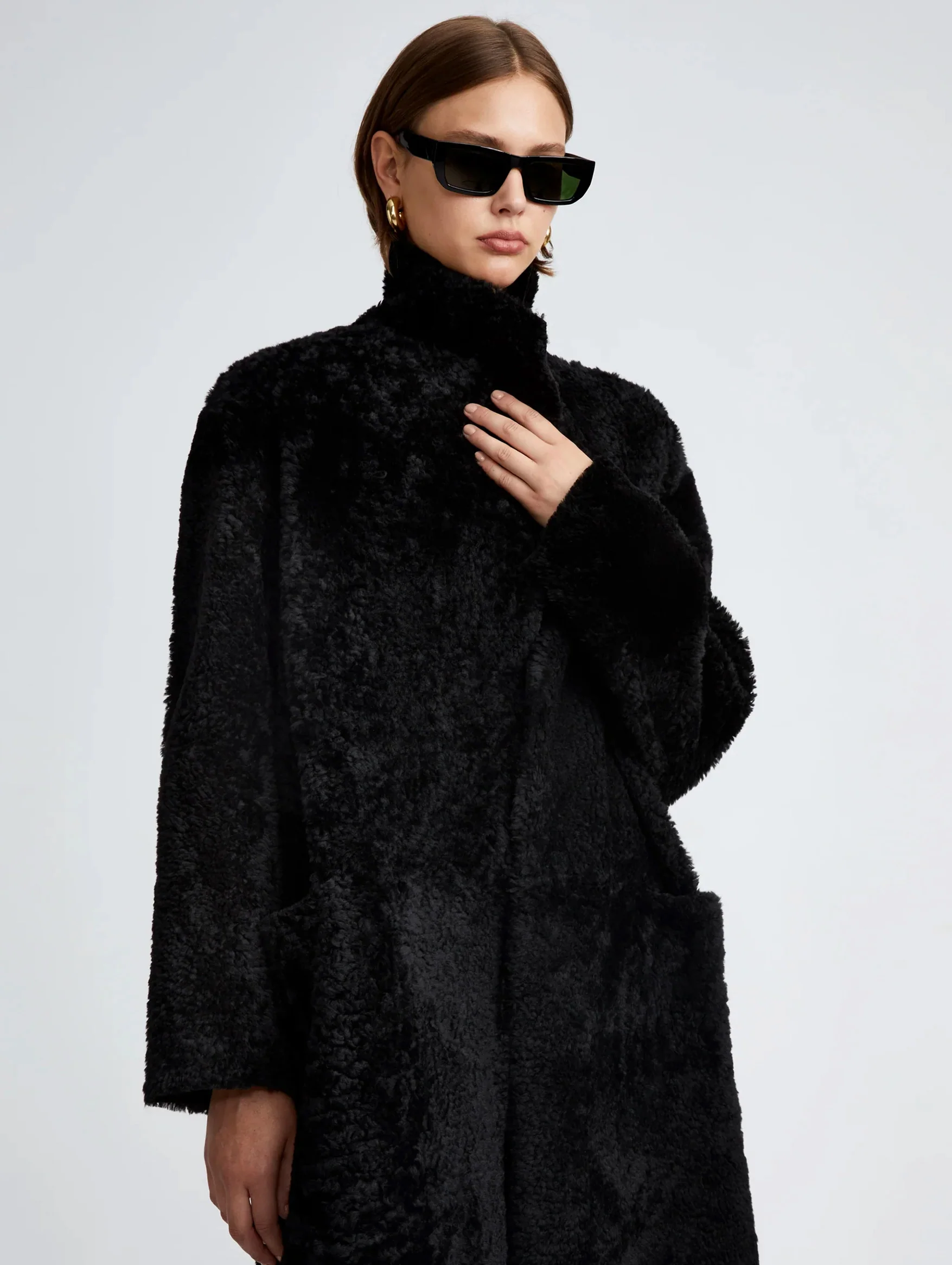 Birthday Shearling Coat in Black - Image 5