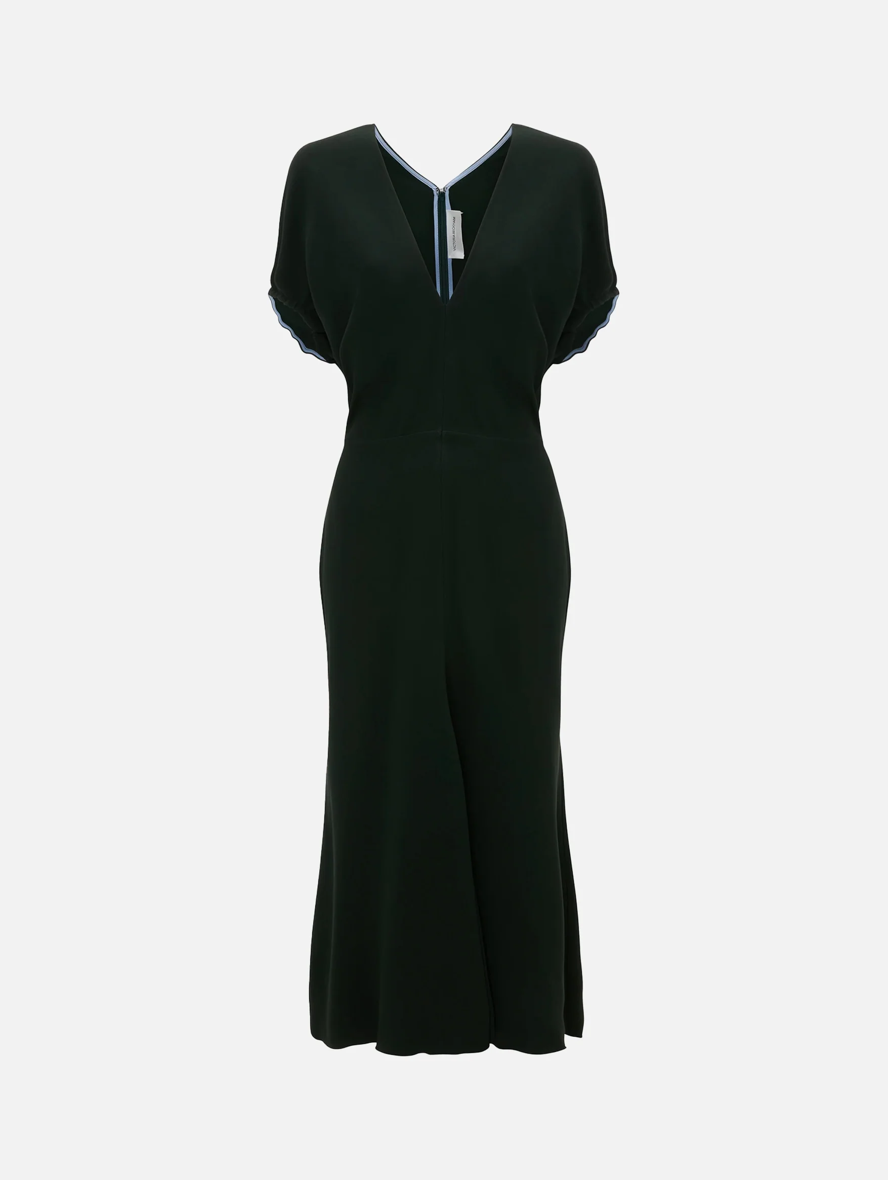 Blouson Detail Midi Dress in Dark Pine