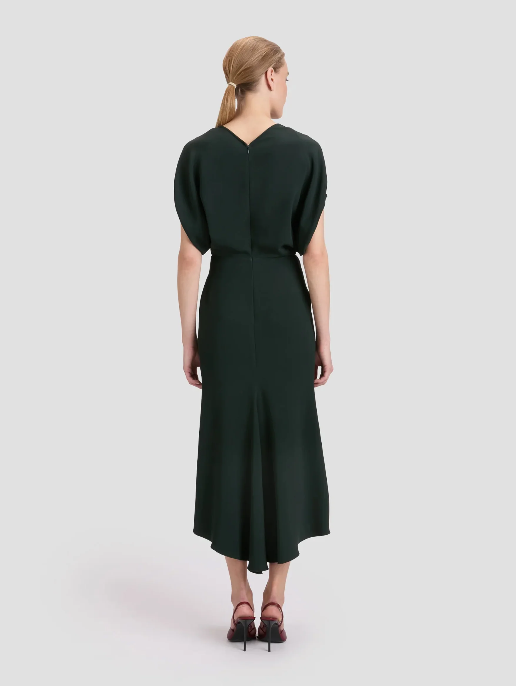 Blouson Detail Midi Dress in Dark Pine - Image 5
