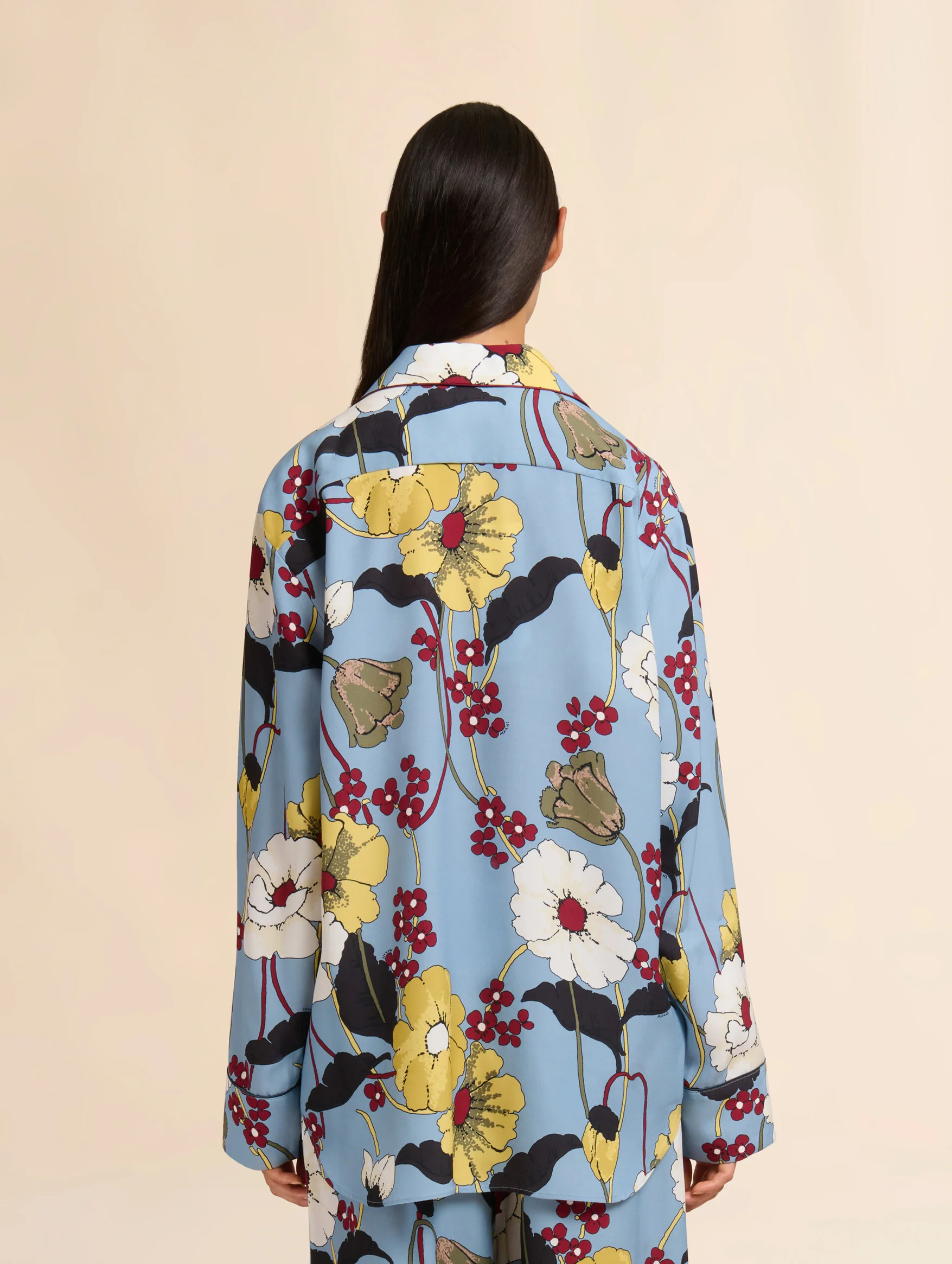 Blue Envers Satin Shirt in Melodia Print - Image 3