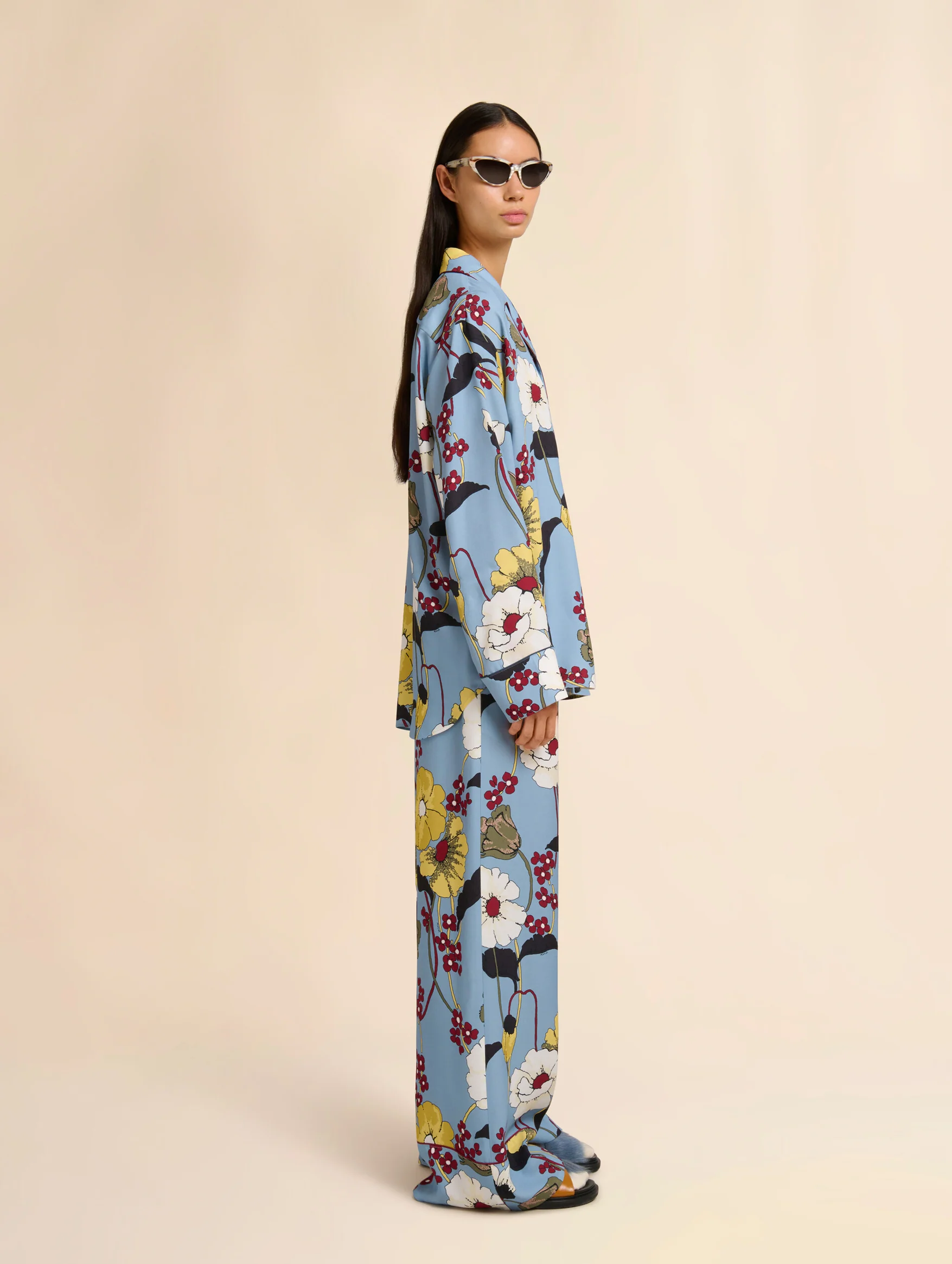 Blue Envers Satin Shirt in Melodia Print - Image 5