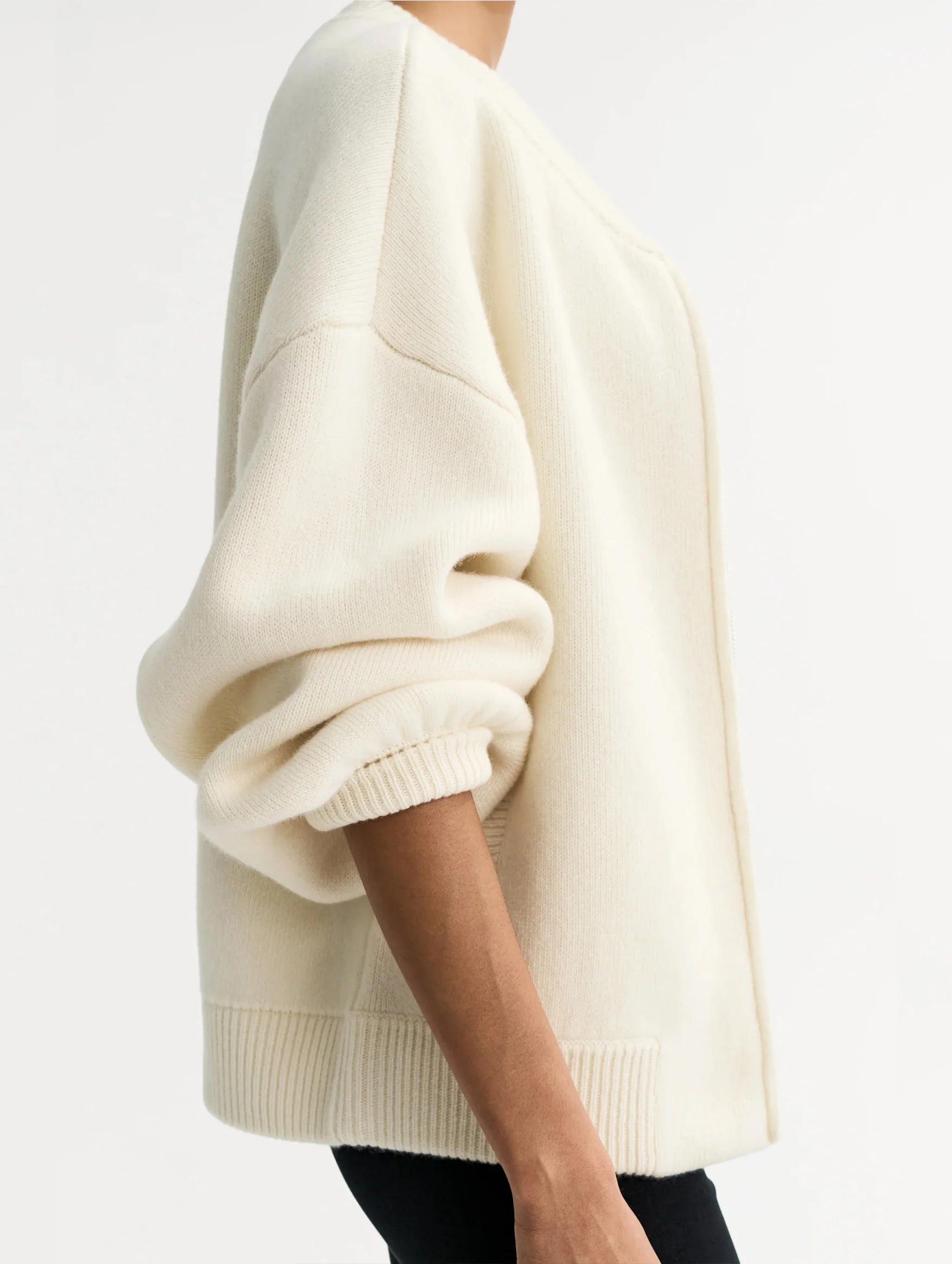 Bomber Cardigan in Feather White - Image 5