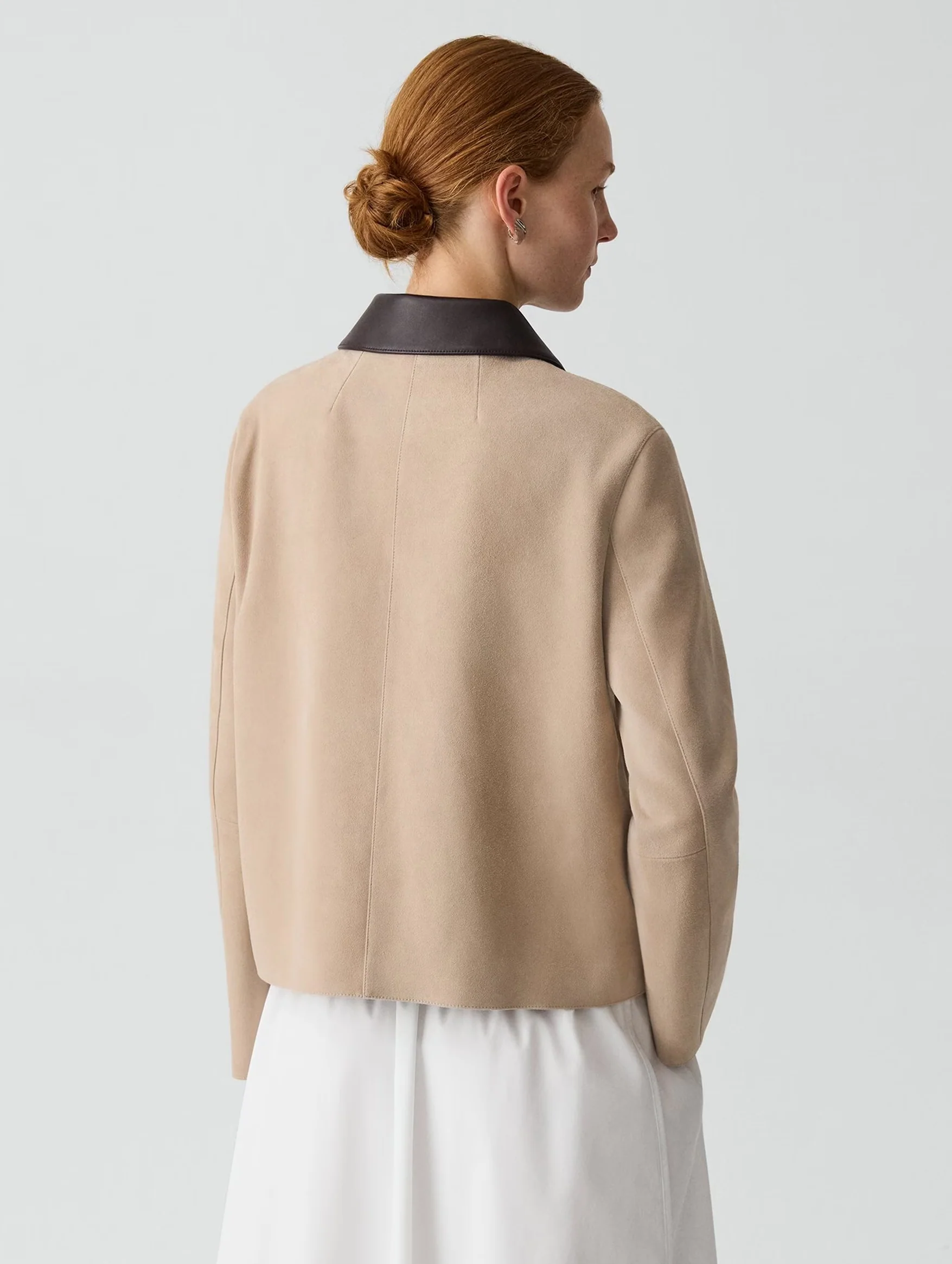 Boxy Patch Pocket Jacket in Suede Tan - Image 5
