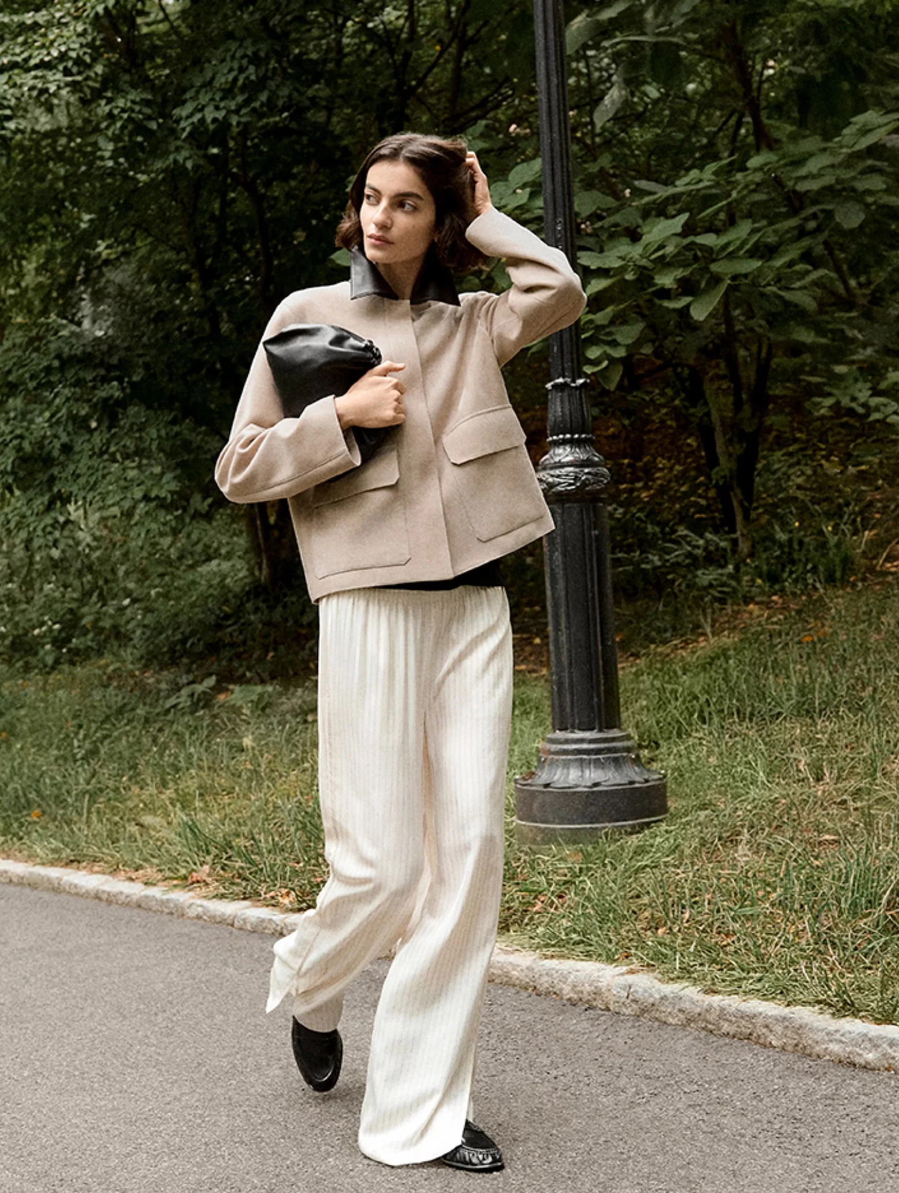 Boxy Patch Pocket Jacket in Suede Tan - Image 6