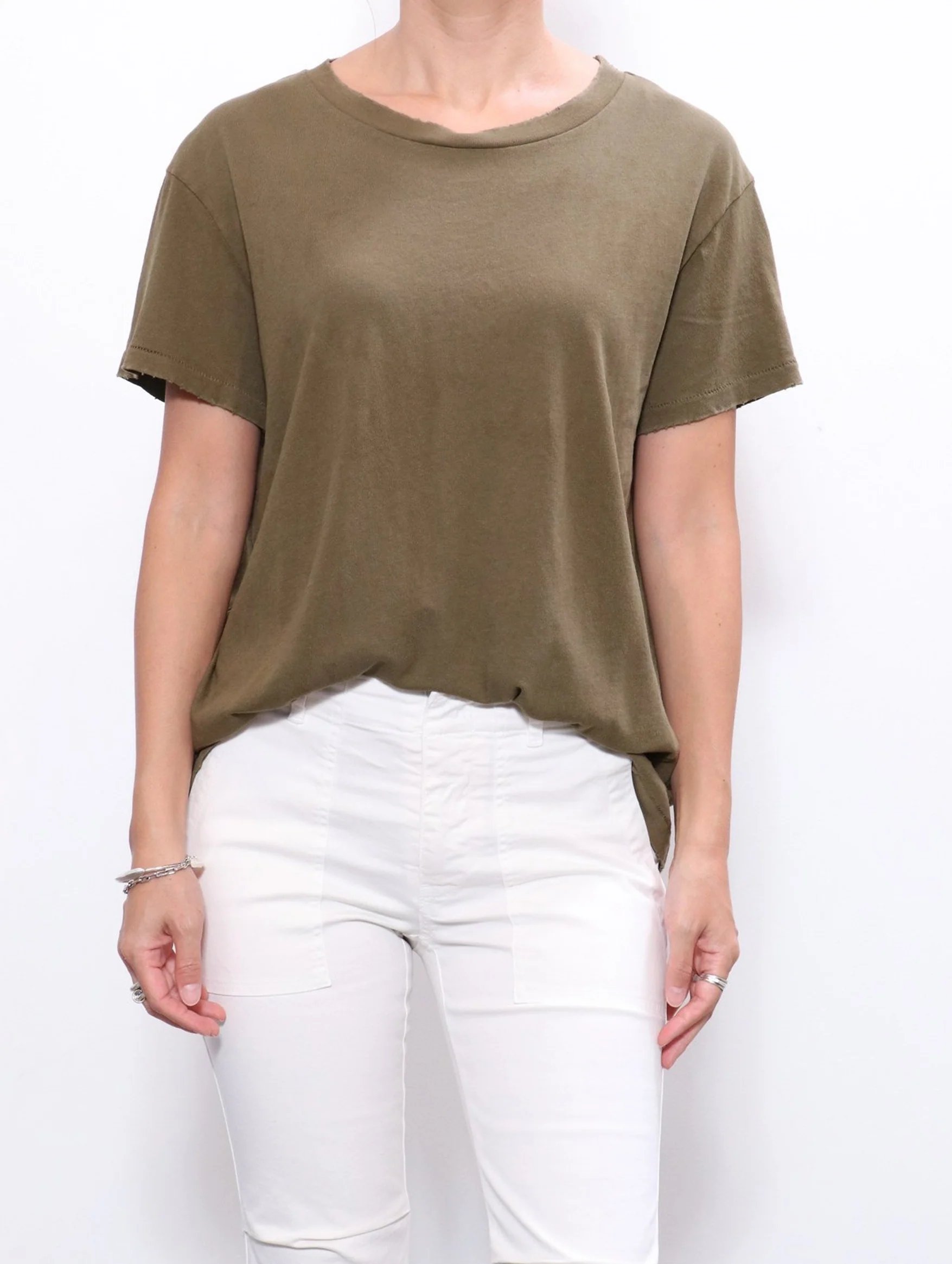 Brady Cotton Tee in Army Green - Image 3