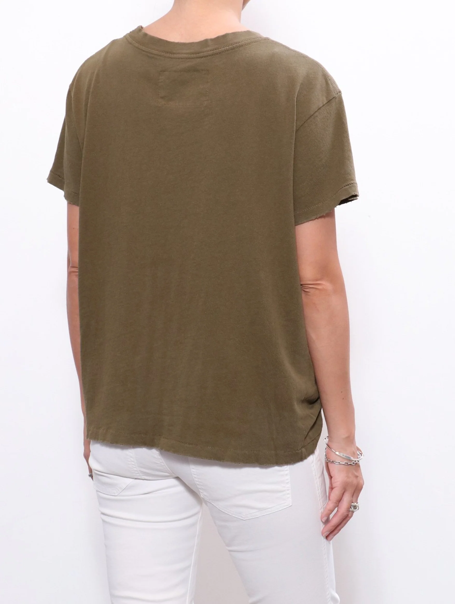 Brady Cotton Tee in Army Green - Image 4