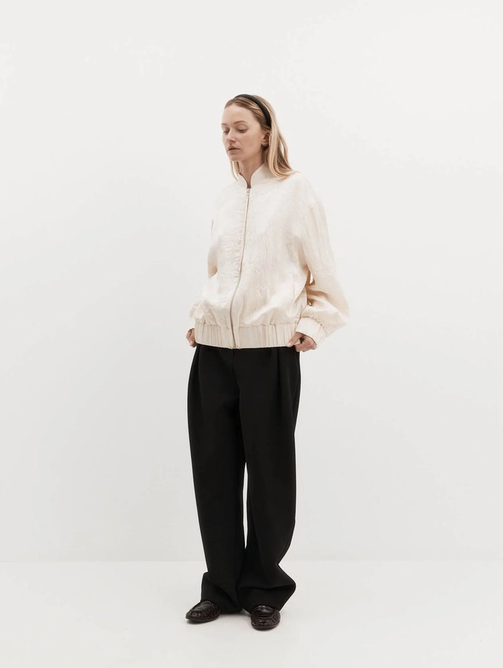 Bram Jacket in Ivory Jacquard Satin - Image 2