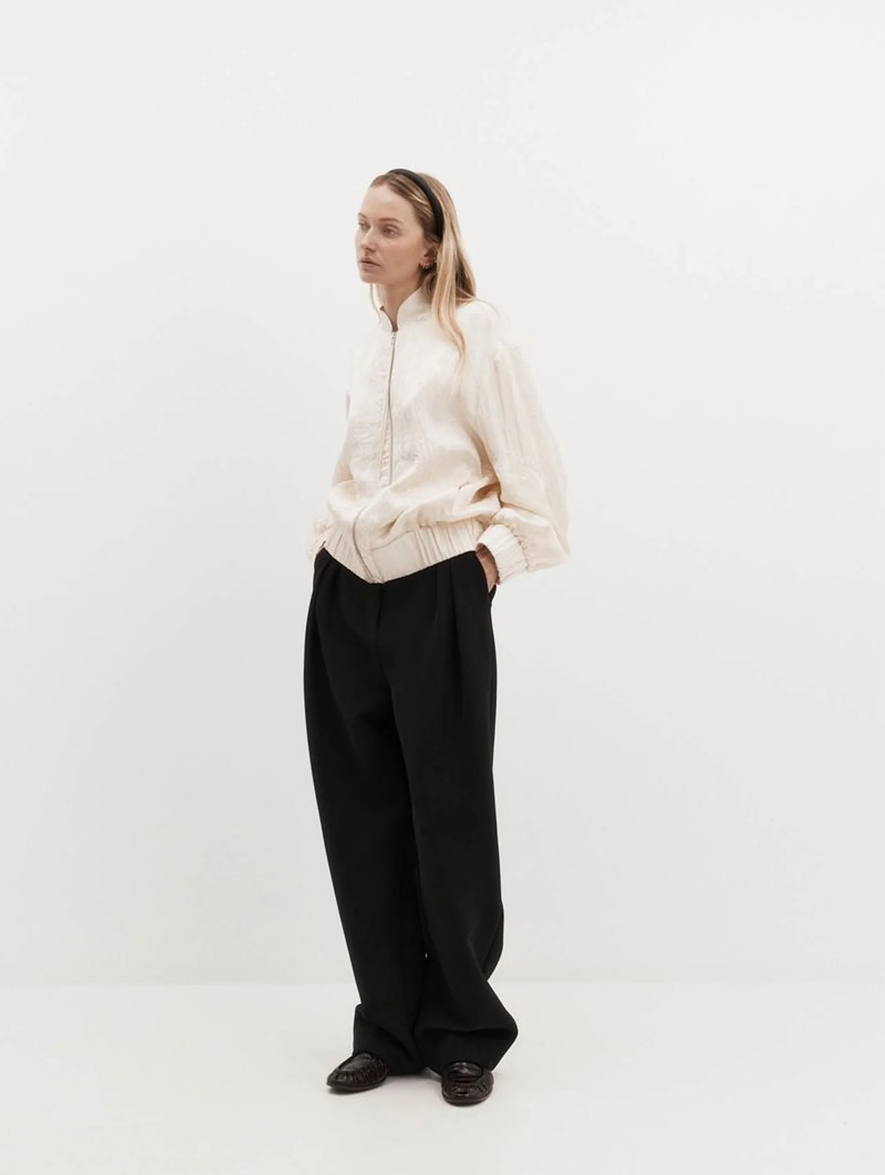 Bram Jacket in Ivory Jacquard Satin - Image 3
