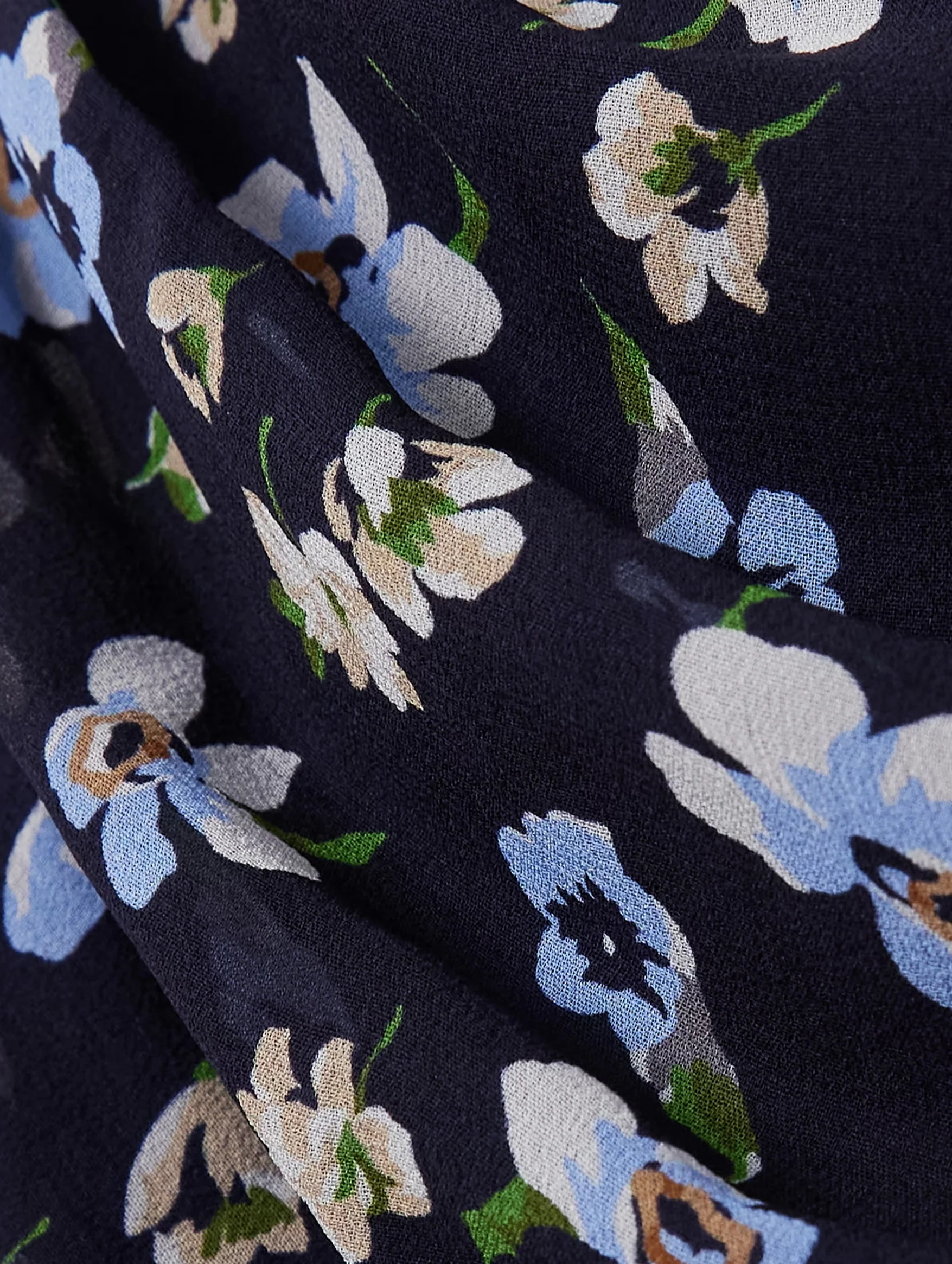 Brock Ruched Floral Silk Dress in Navy - Image 4