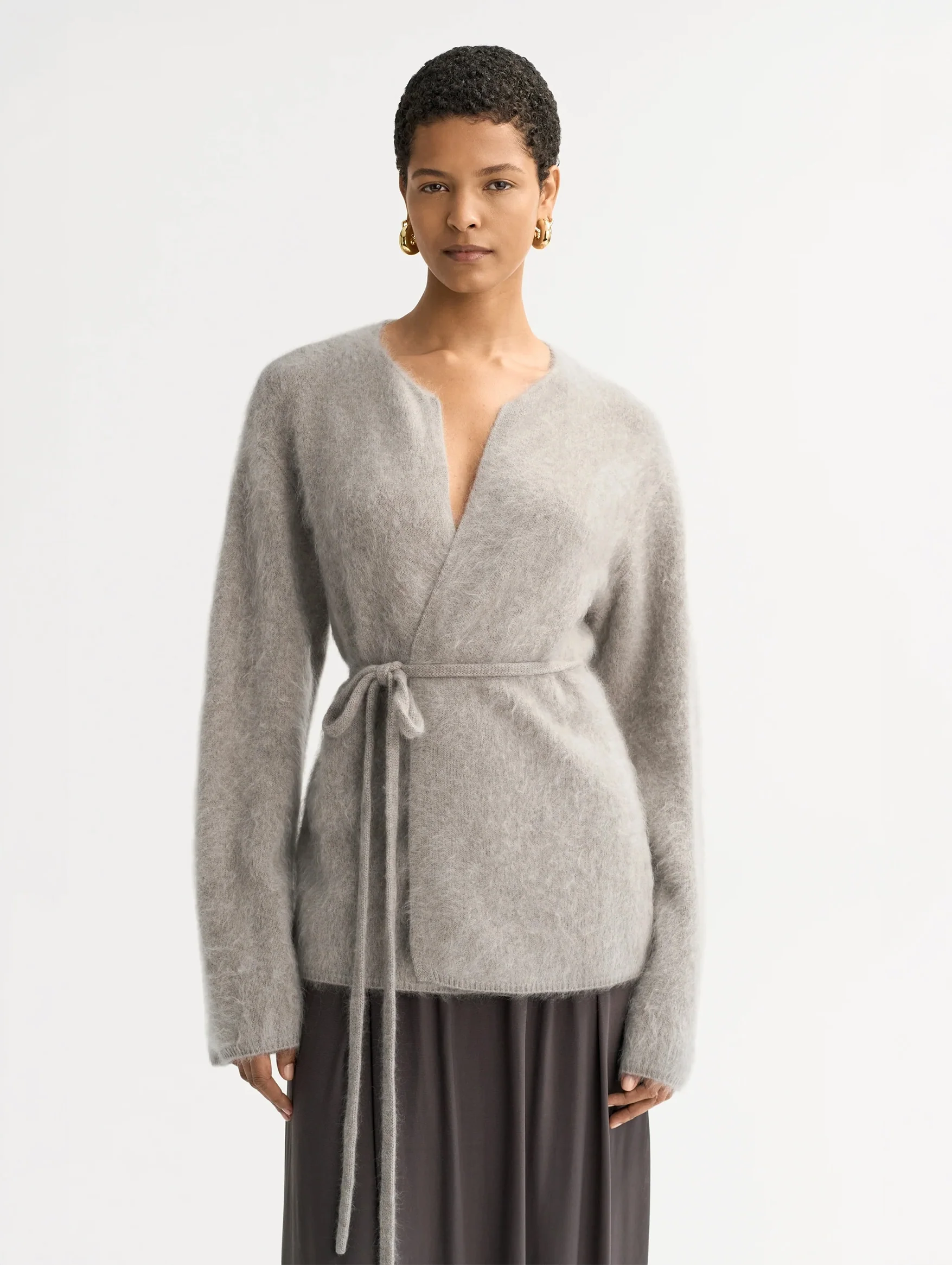 Brushed Cardigan in Greige - Image 3