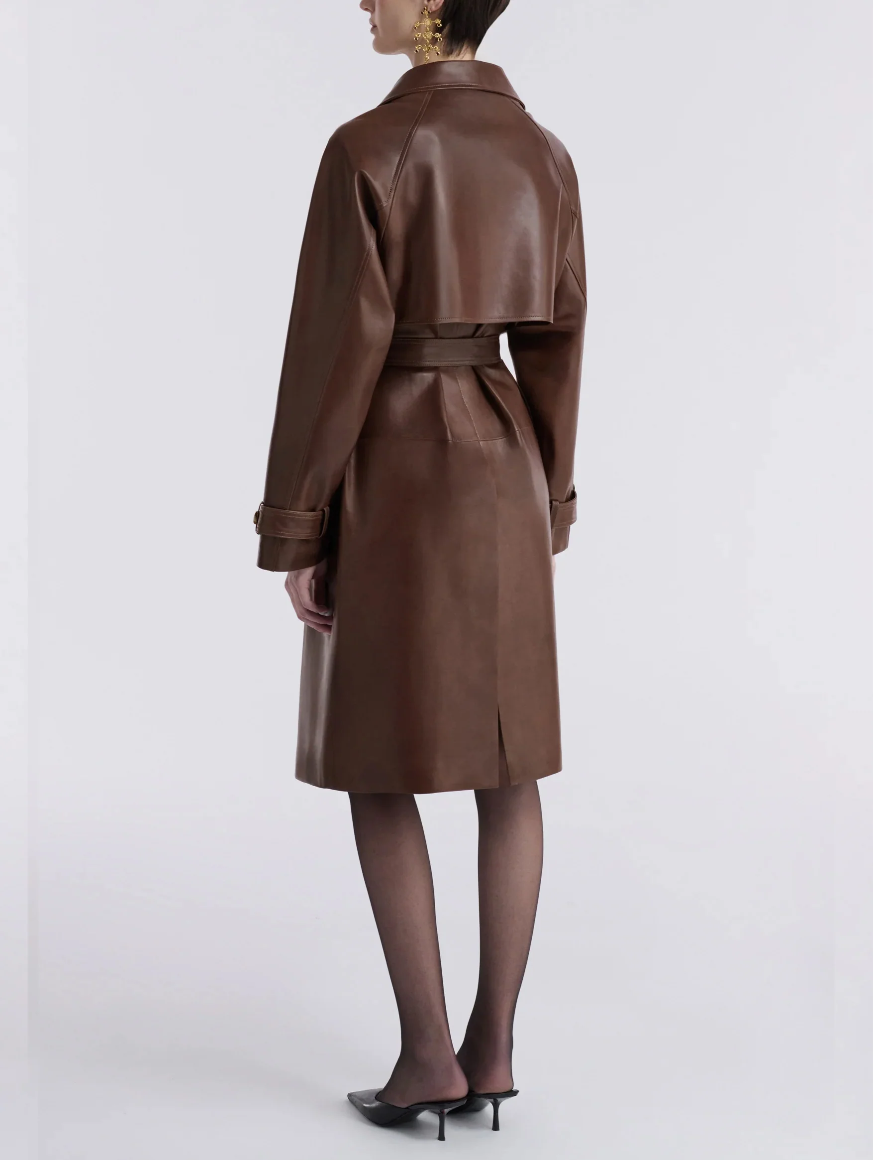 Butter Leather Trench in Cocoa - Image 4