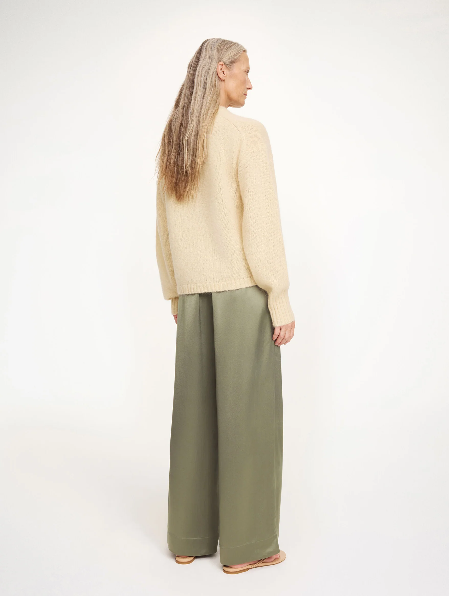 Cabello Wide-leg Trousers in Deep Lichen Green - Image 3