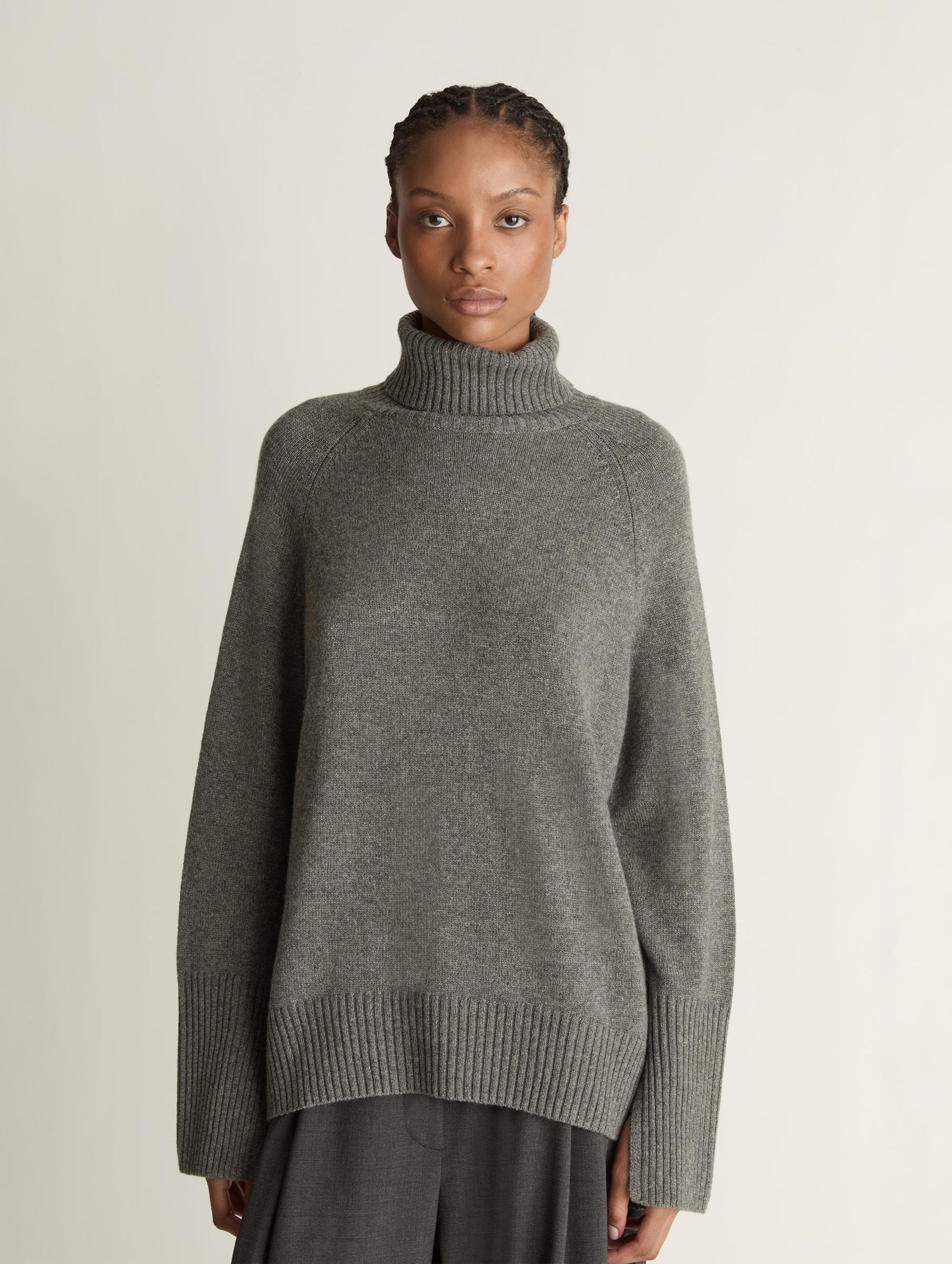 Cashmere Turtleneck in Dark Grey - Image 2