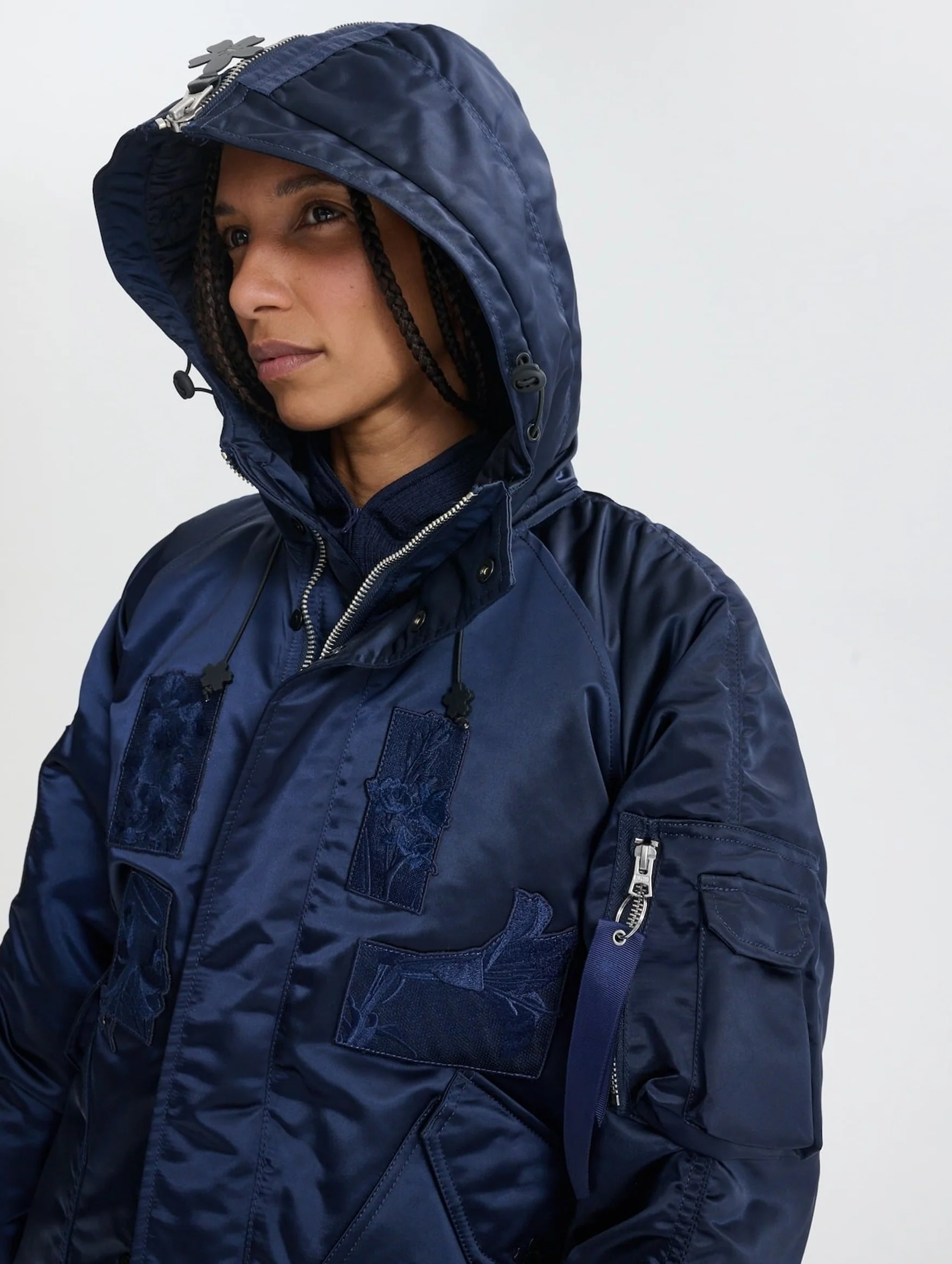 Cecilie Bahnsen X Alpha Ma-1 Laser Cut Bomber In Navy - Image 4