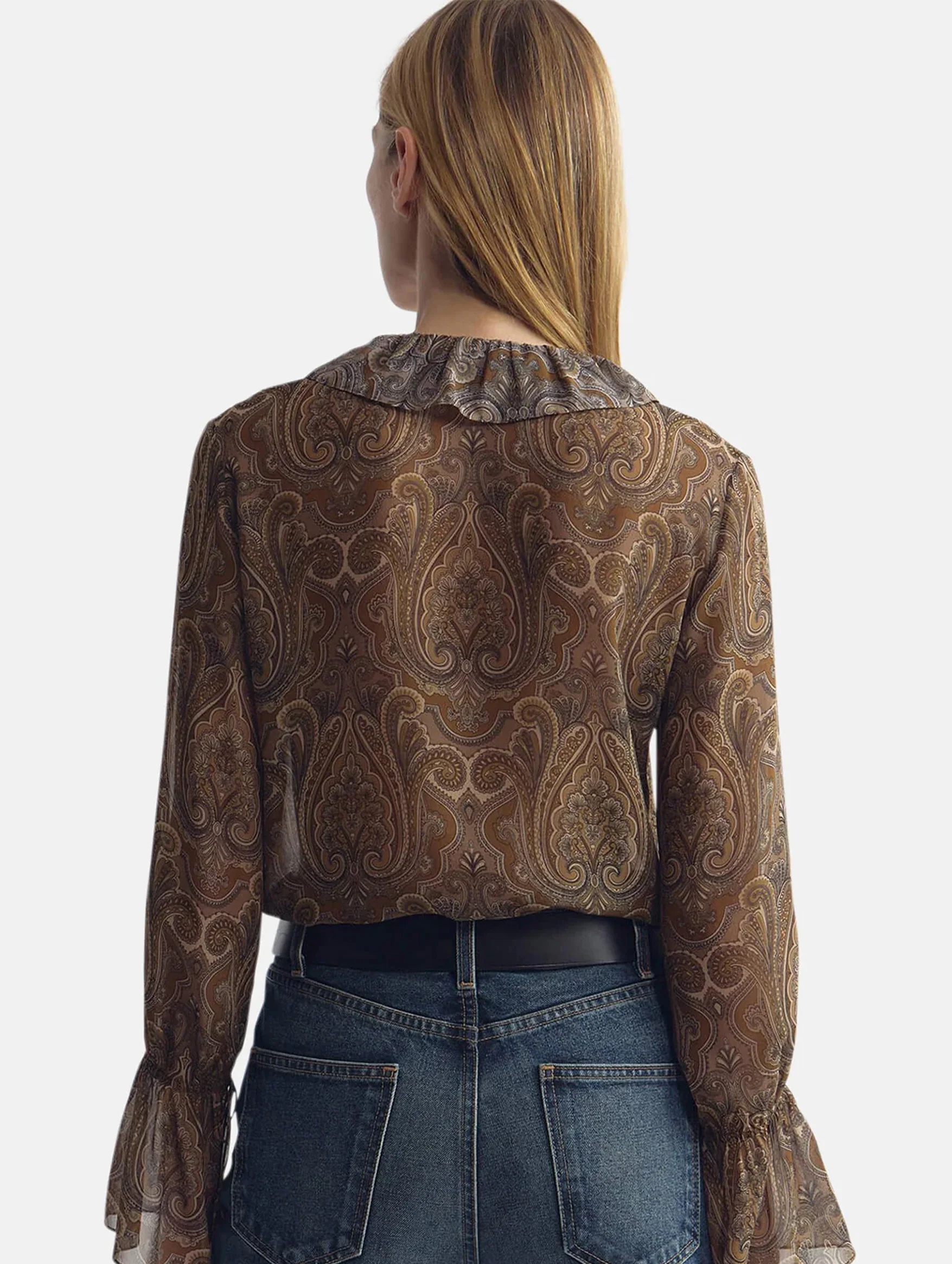 Cecily Shirt in Khaki Paisley - Image 5